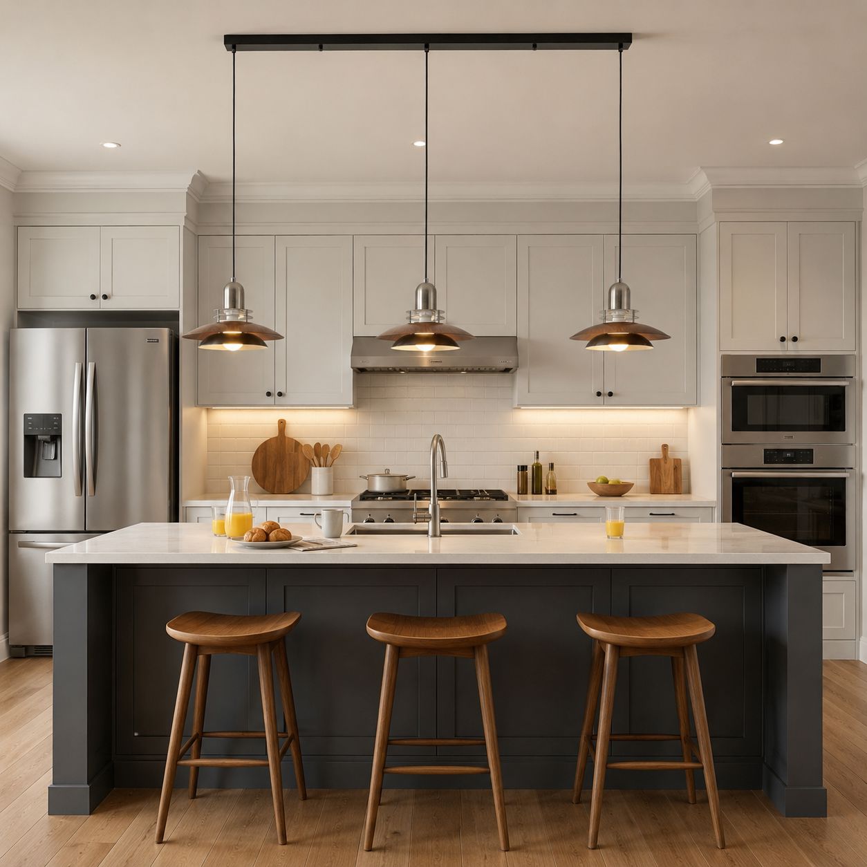 3-Light Walnut Iron Pendant Light | Adjustable E27 Ceiling Lamp Pendant Light Lightsin UK 