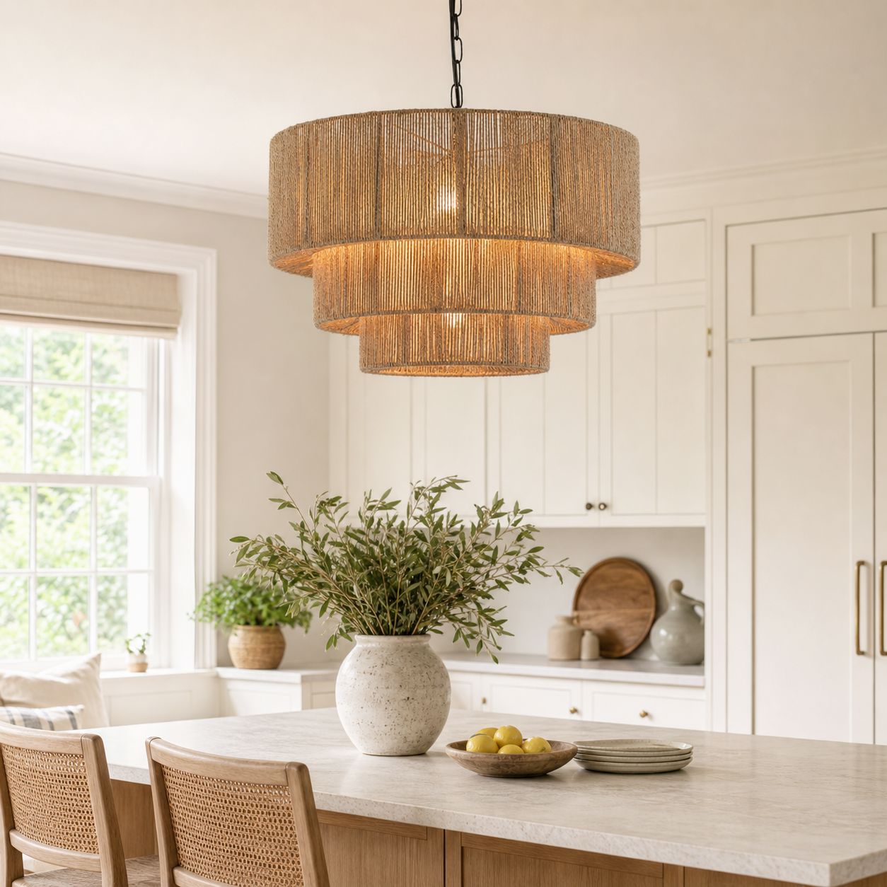 Lightsin Handcrafted Large 3-Tier Hemp Rope Pendant Light Lightsin UK 