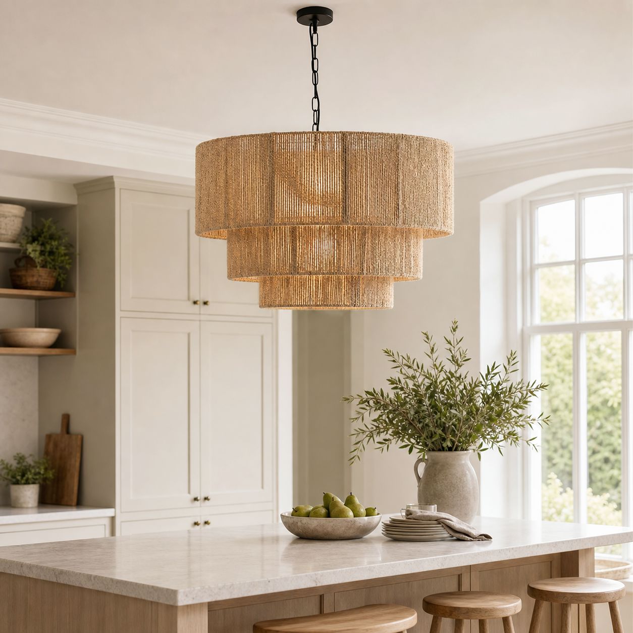 Lightsin Handcrafted Large 3-Tier Hemp Rope Pendant Light Lightsin UK 
