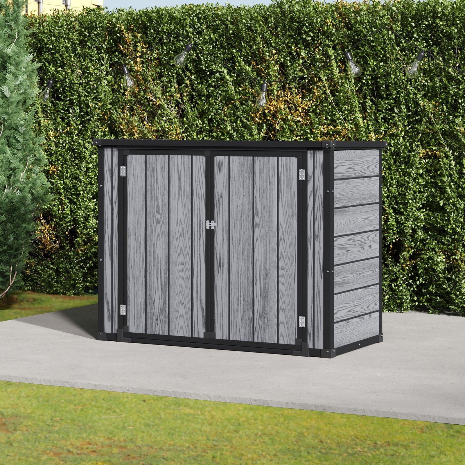 4x2ft Plastic Waterproof Grey Garden Tool Bicycle Storage Shed Living and Home 