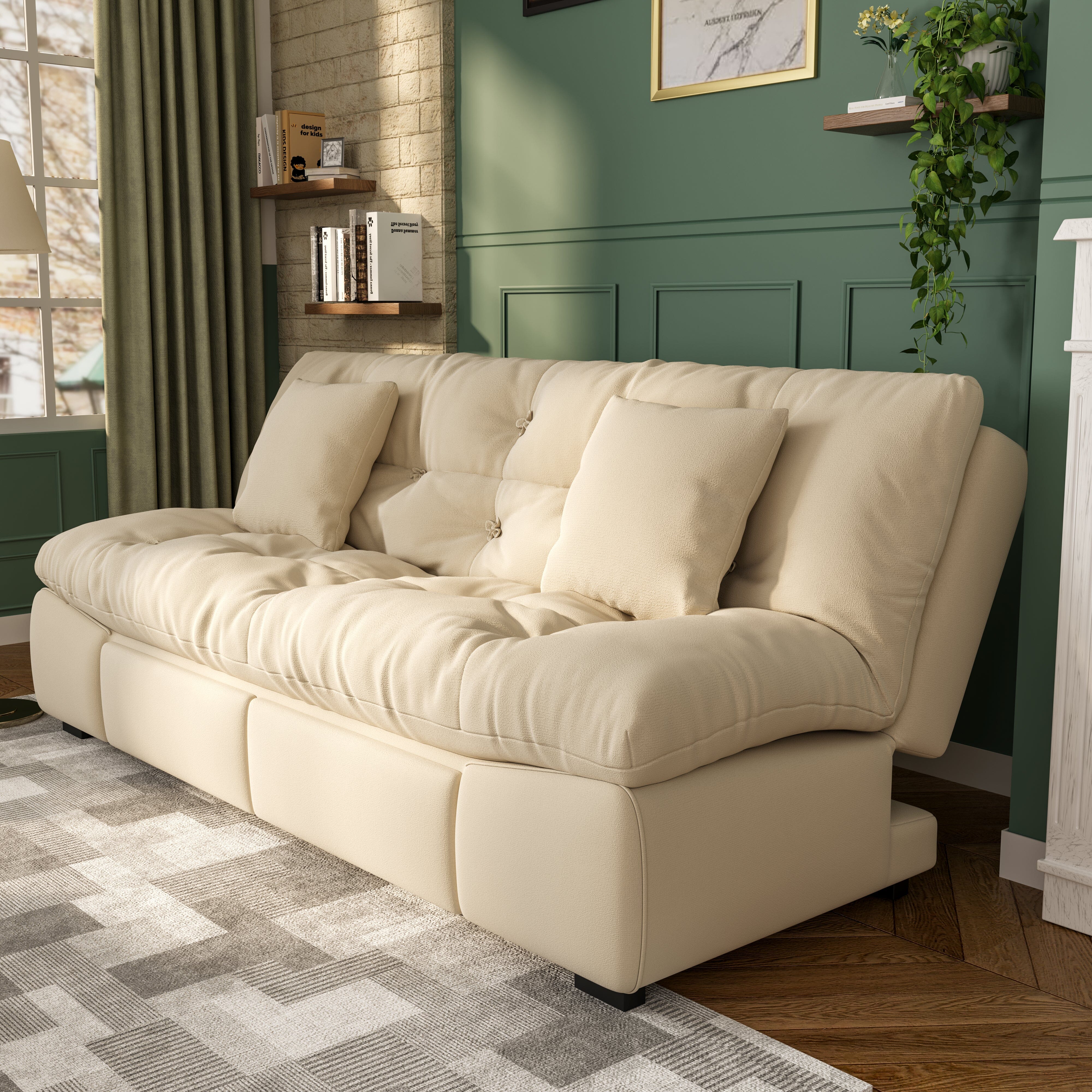 Cottonfy Upgrade Cream Cloud Double Folding Sofa Bed with Storage Cottonfy UK 