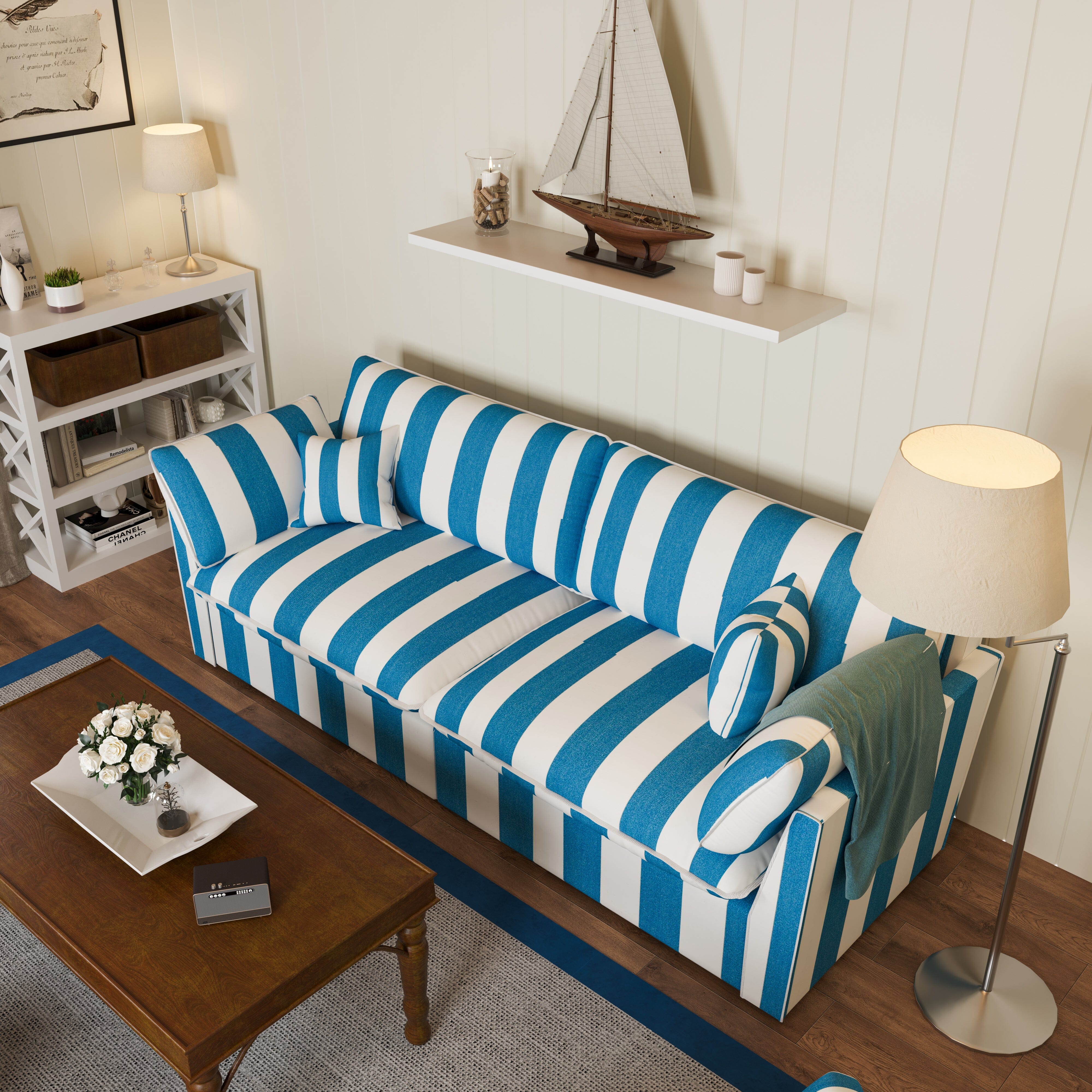 Cottonfy Retro Striped Fabric Handmade Sofa Cottonfy UK 