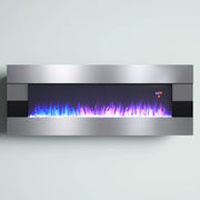 40 Inch Silver Electric Fireplace Wall Mounted Electric Fireplaces with Multi-color Flames
