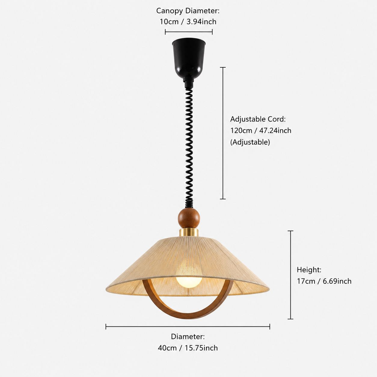 Natural Wood Curved Pendant Light | Cotton Cord Ceiling Lamp Pendant Light Lightsin UK 
