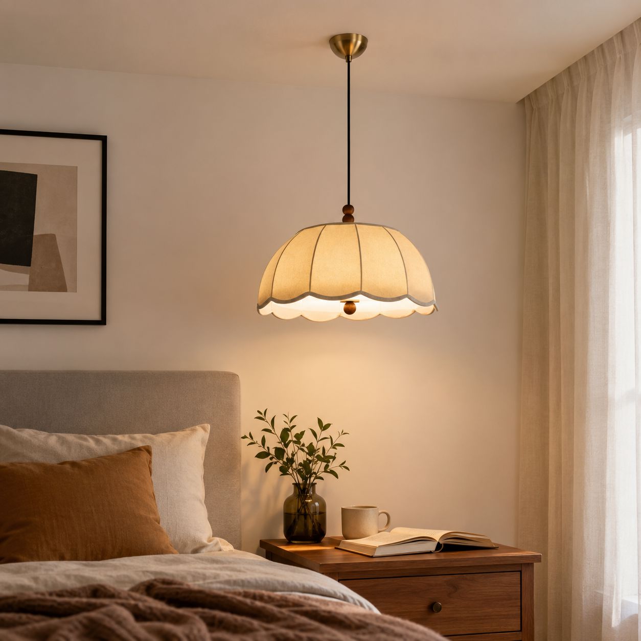 Yellow Fabric Pendant Light | Soft Shade E27 Ceiling Lamp Pendant Light Lightsin UK 