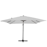 300cm Wide Garden Parasol Outdoor Hanging UV Resistant and Waterproof Umbrella for Patio Parasols Living and Home Parasol + Cross Base Light Grey 
