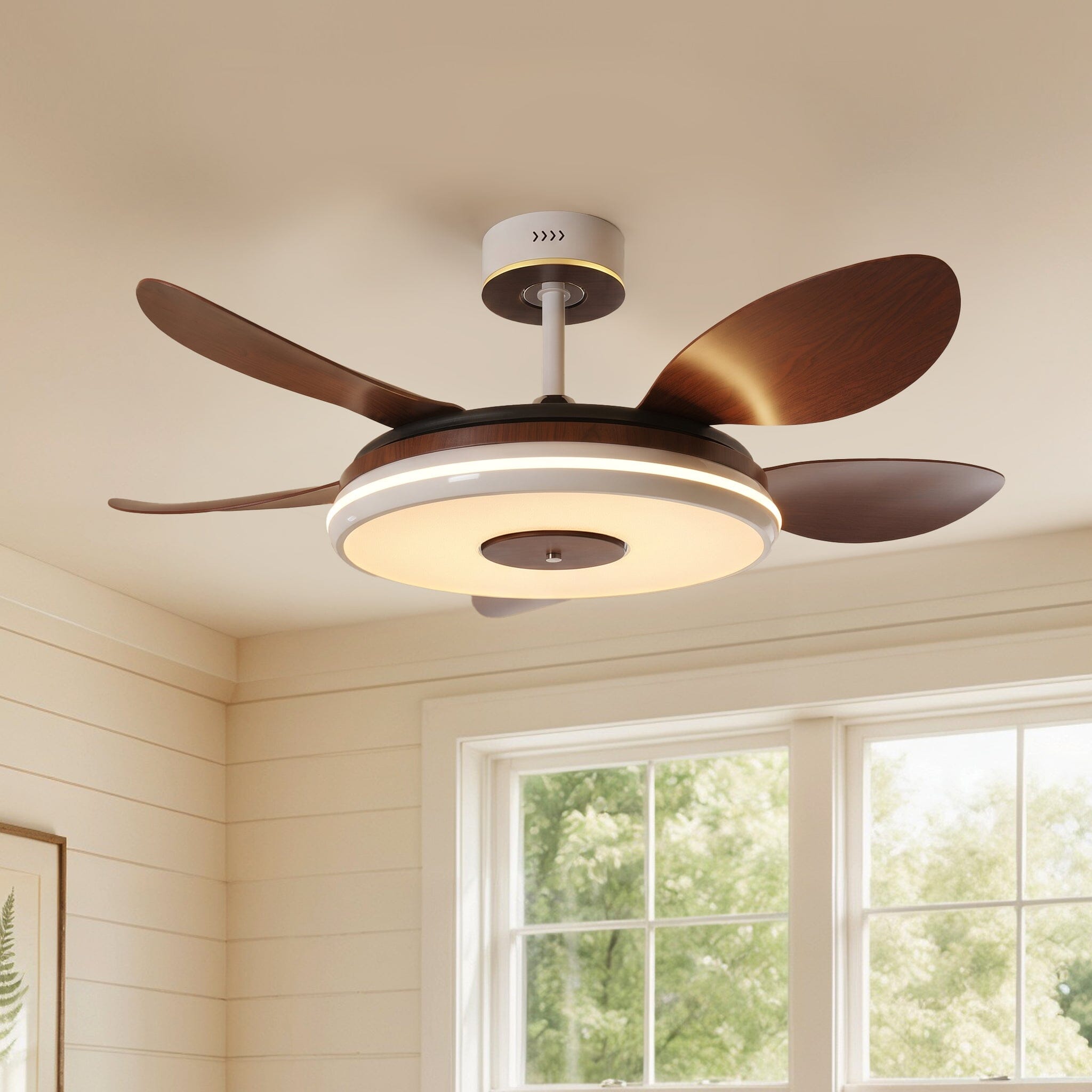 Walnut 48 Inch Reversible LED Ceiling Fan Light with Remote Lightsin UK 