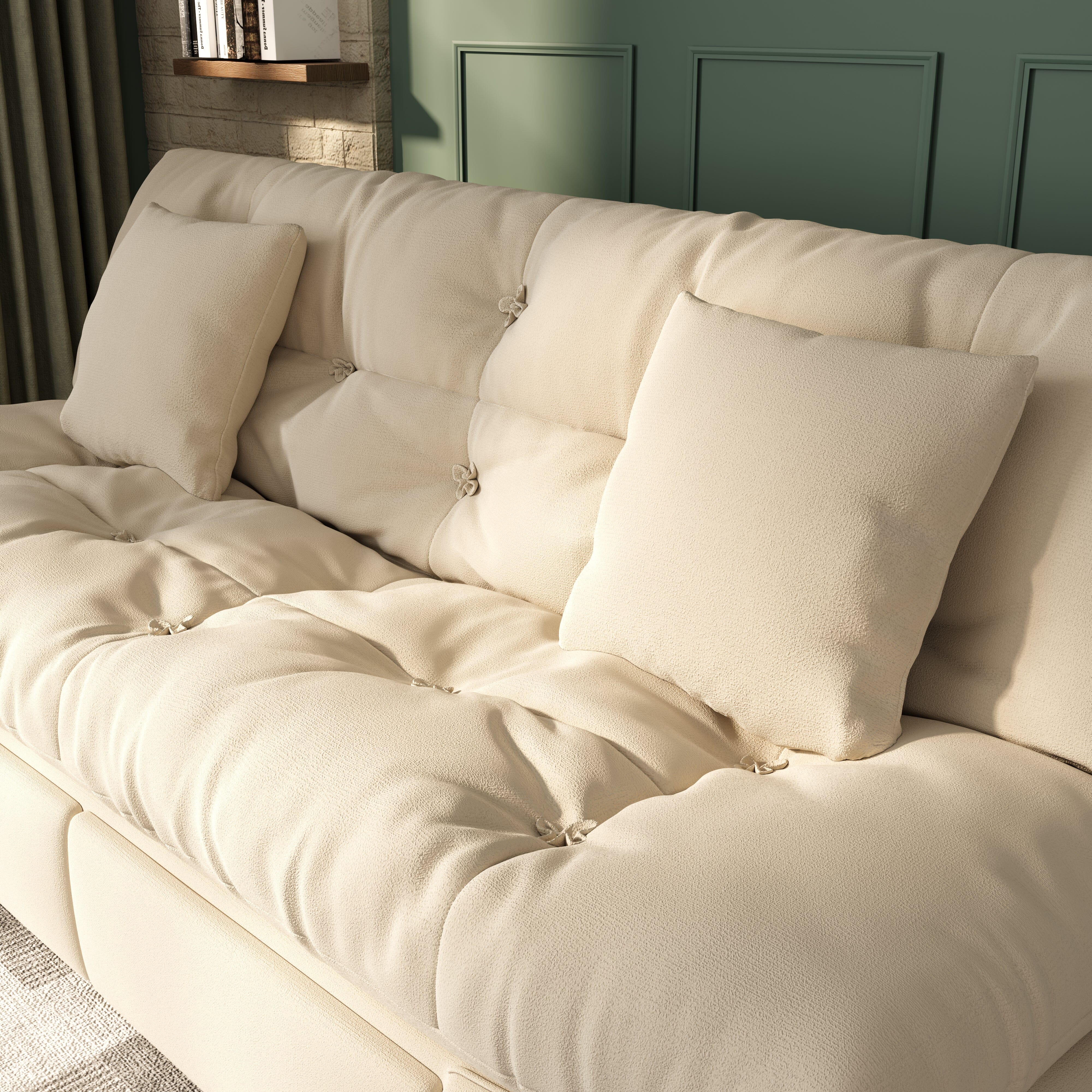 Cottonfy Upgrade Cream Cloud Double Folding Sofa Bed with Storage Cottonfy UK 