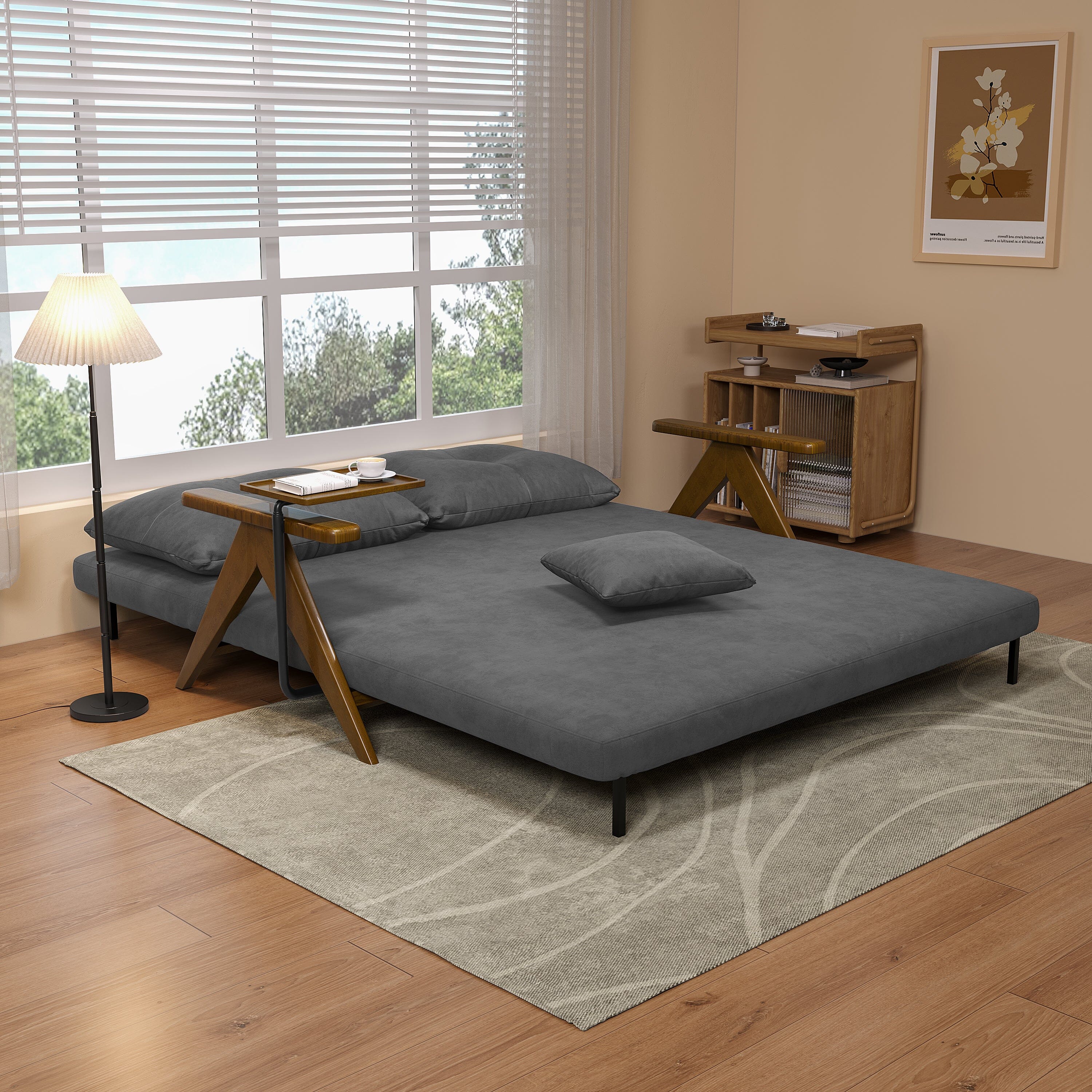 Cottonfy Foldable Matte Fabric Solid Wood 3 Mode Sofa Bed Cottonfy UK 