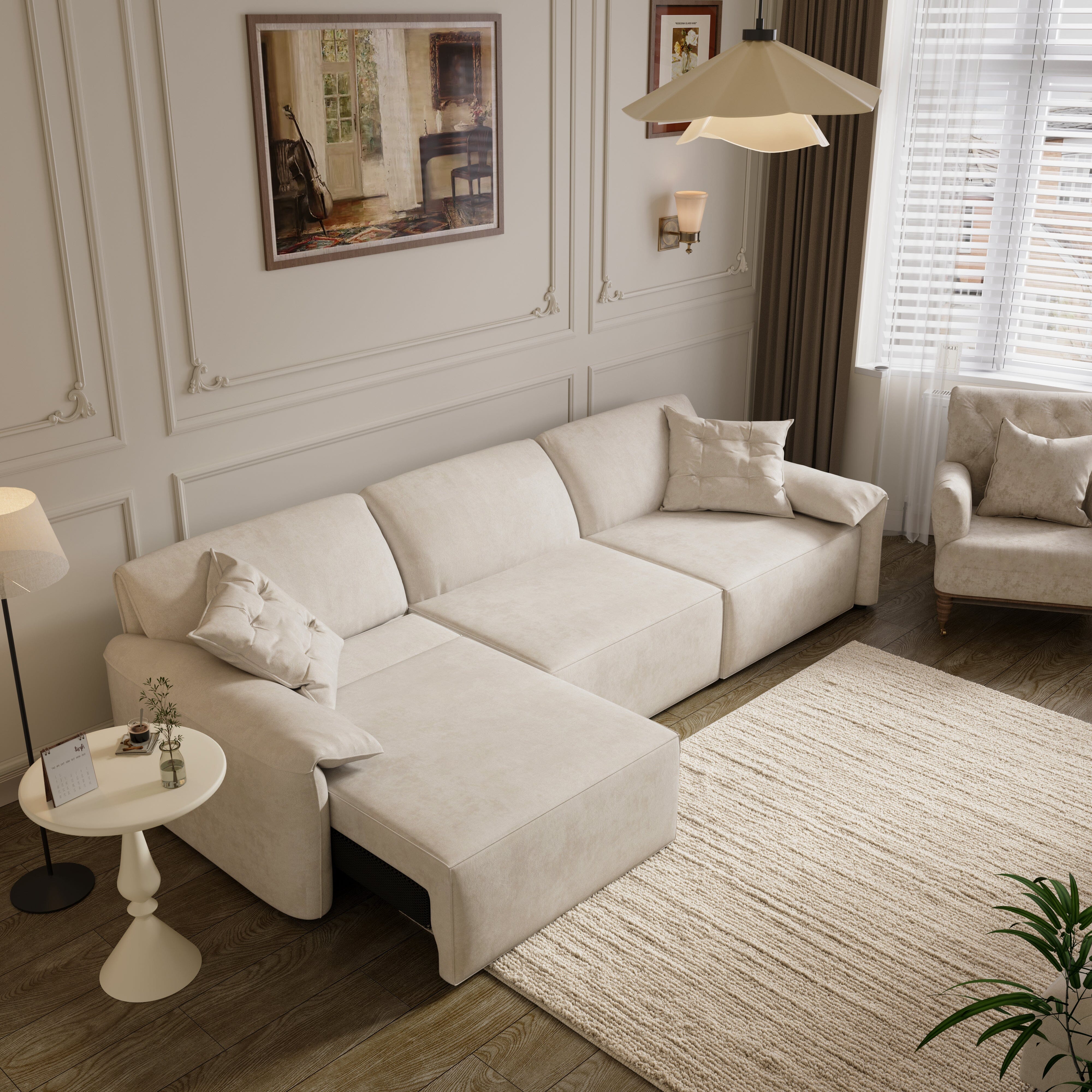 Cottonfy Convenient Remote Control Modular Chaise Sofa Bed Living and Home 