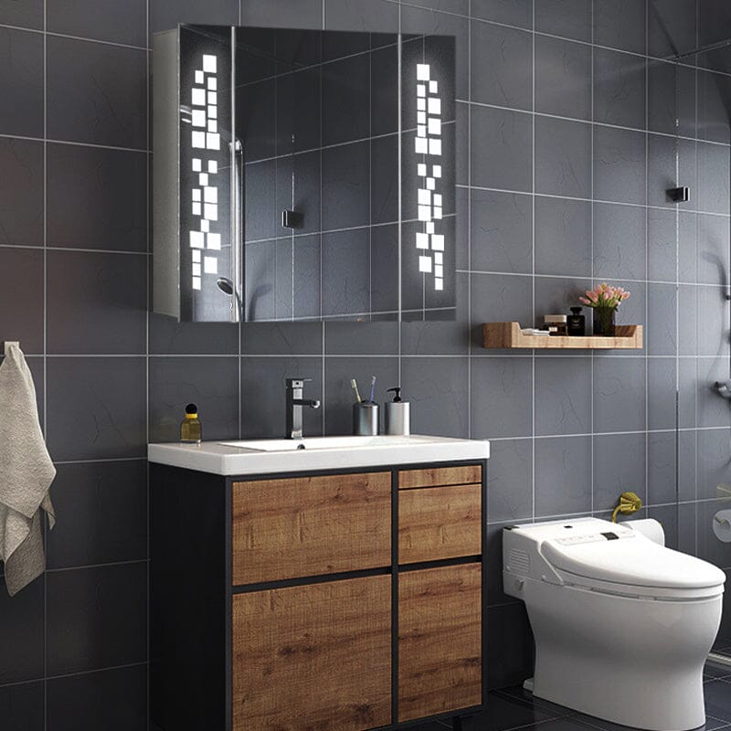 Contemporary Rectangle Wall Mounted LED Mirror Cabinet Living and Home 