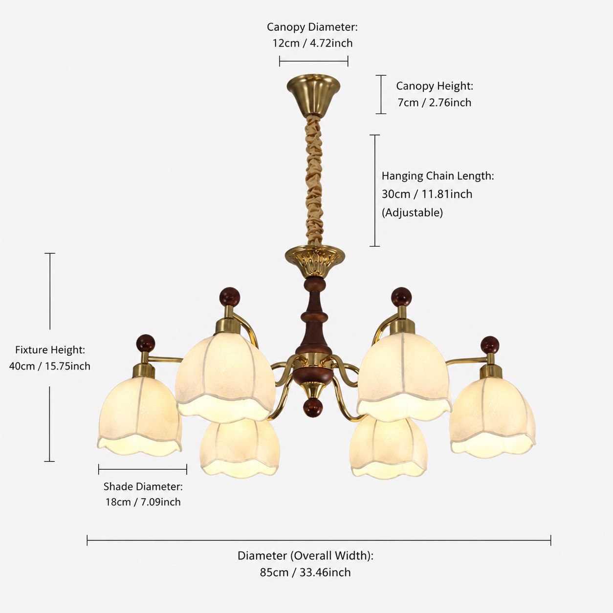 6-Light Yellow Fabric Chandelier | Adjustable E27 Ceiling Lamp Pendant Light Lightsin UK 