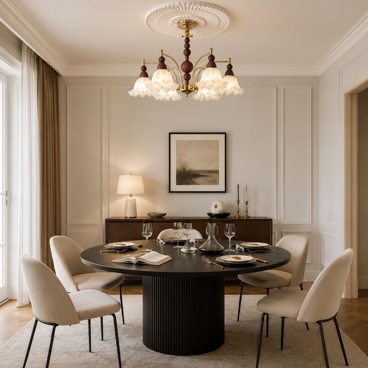6-Light White Glass Chandelier | Adjustable E27 Ceiling Lamp Pendant Light Lightsin UK 