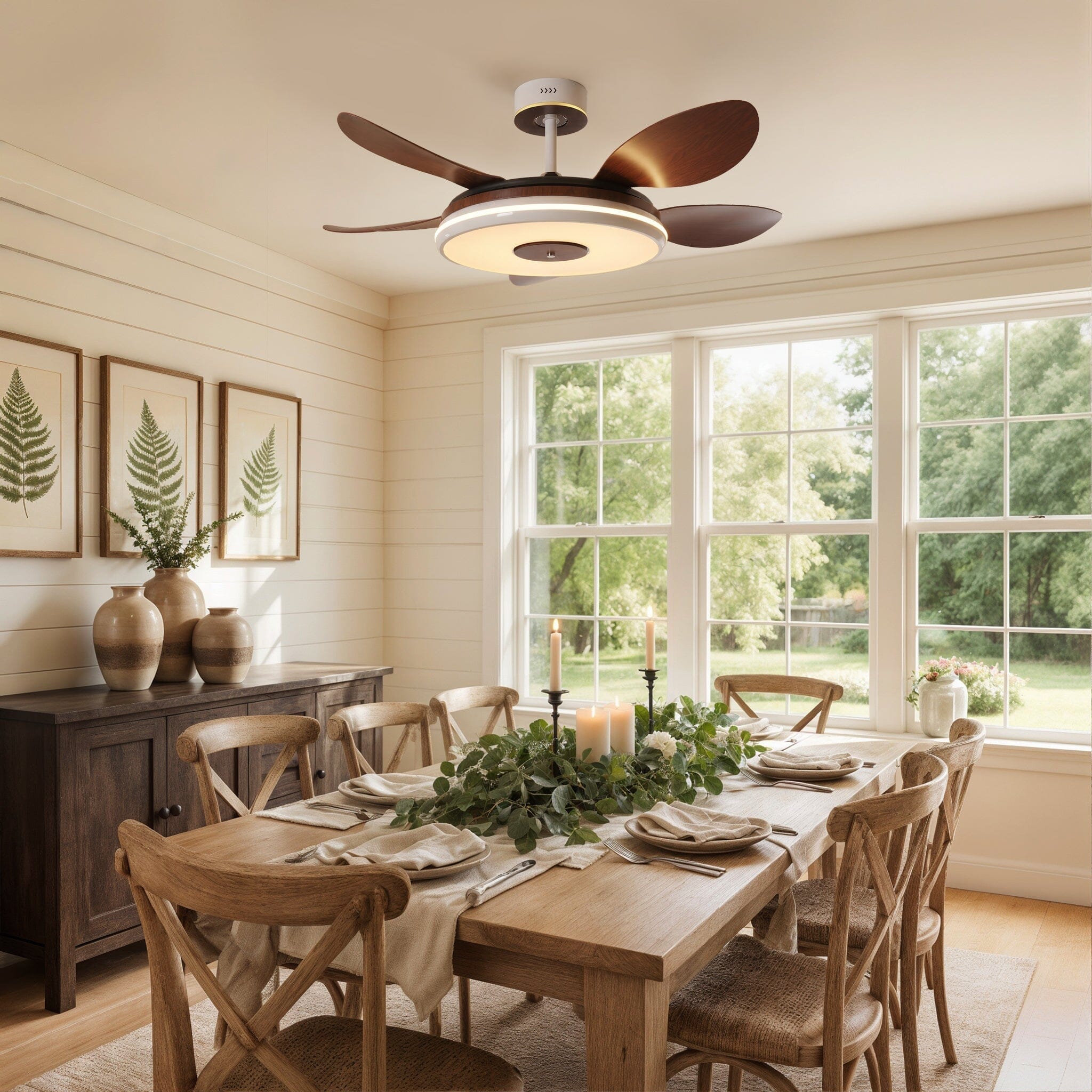 Walnut 48 Inch Reversible LED Ceiling Fan Light with Remote Lightsin UK Pre-Order 