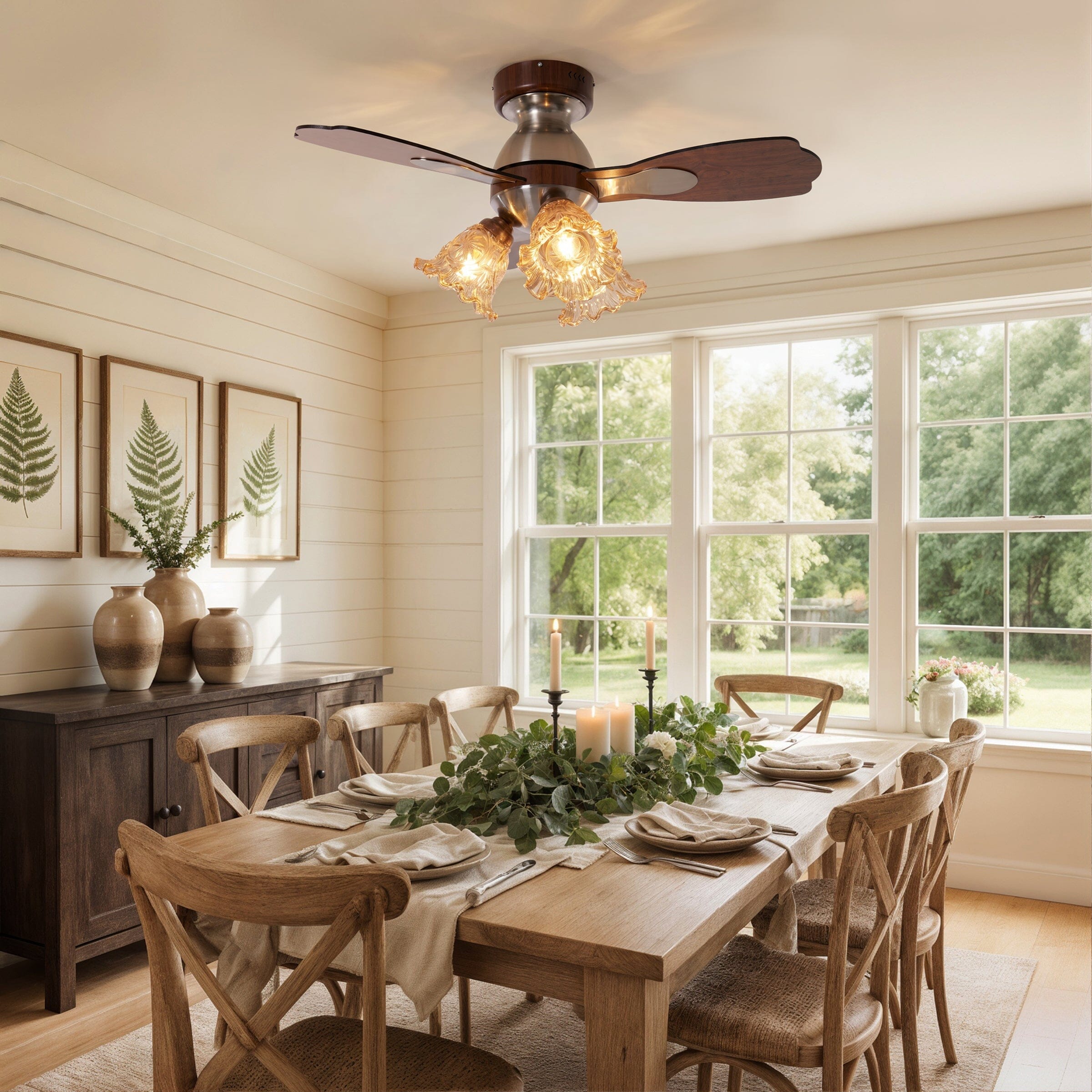 Walnut 36 Inch Reversible LED Ceiling Fan Light with Remote Lightsin UK 