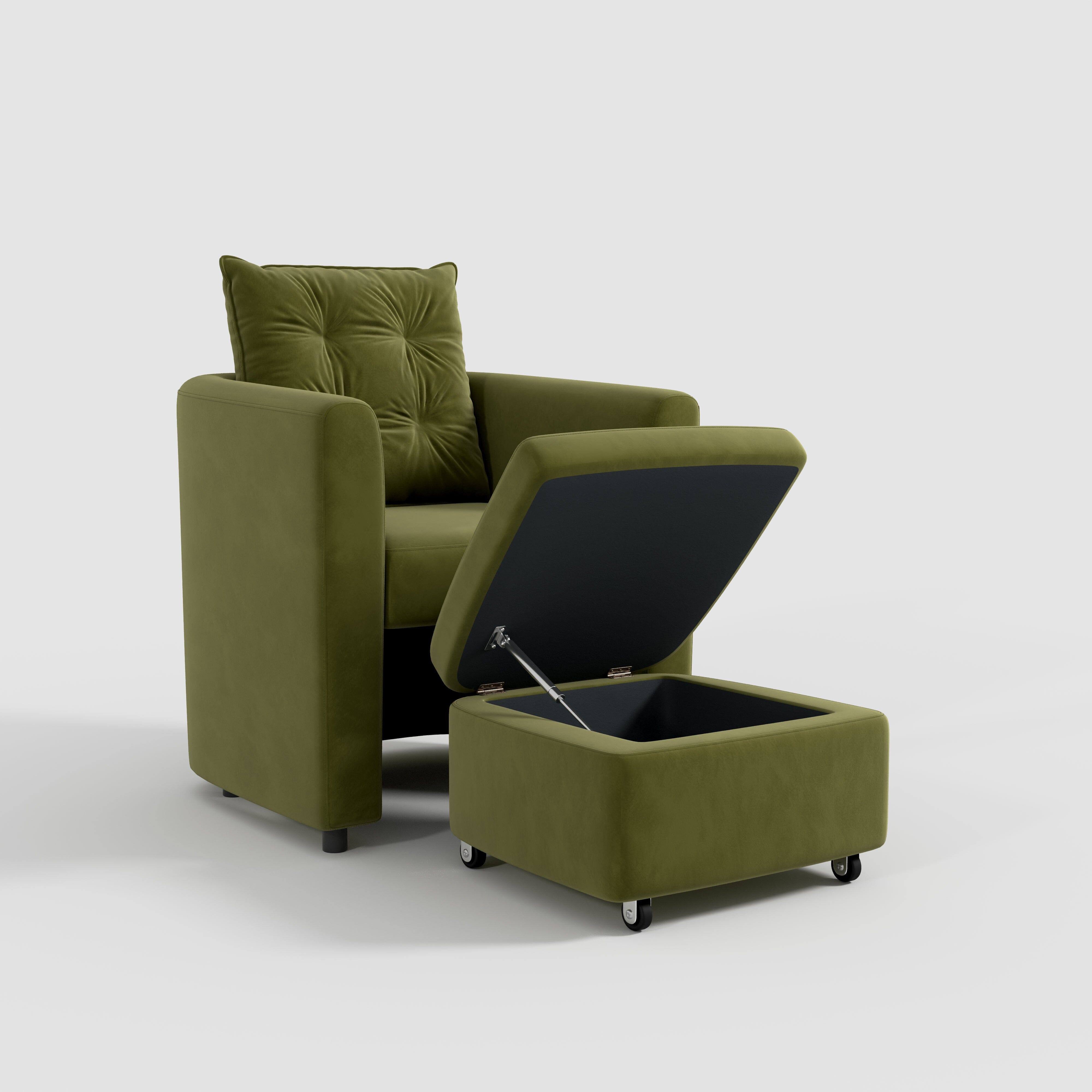 Cottonfy Plush Velvet Snuggler Chair with Hidden Storage Footstool Cottonfy UK 