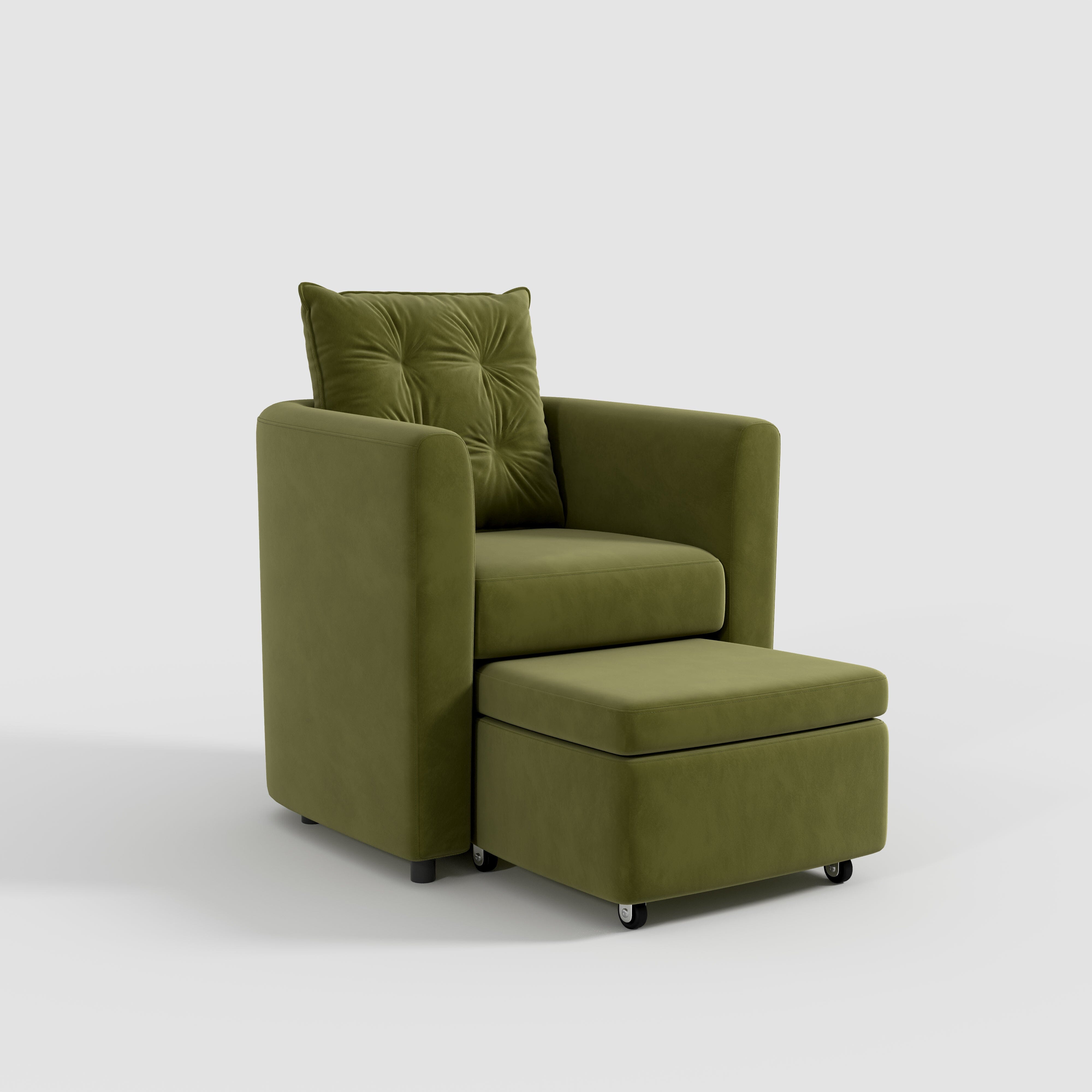 Cottonfy Plush Velvet Snuggler Chair with Hidden Storage Footstool Cottonfy UK 