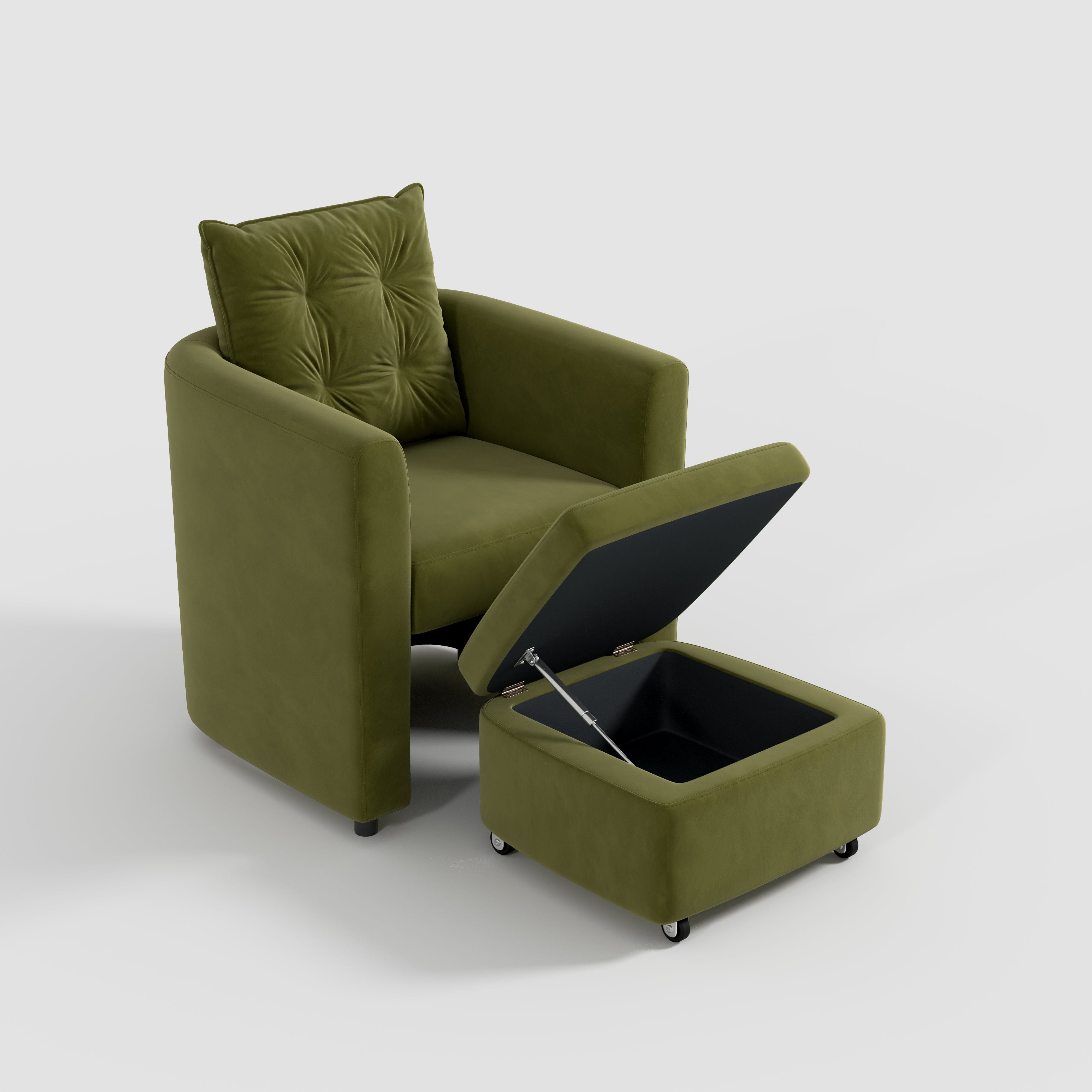 Cottonfy Plush Velvet Snuggler Chair with Hidden Storage Footstool Cottonfy UK 