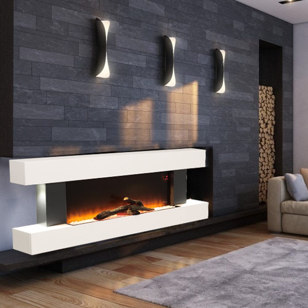 52 Inch Electric Fireplace Set 2kW Wall Mounted Heater Remote Control Fireplace Suites Living and Home 