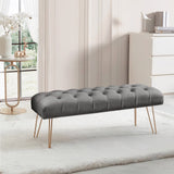 Buttoned Velvet Bench Gold Hairpin Legs Benches Living and Home 