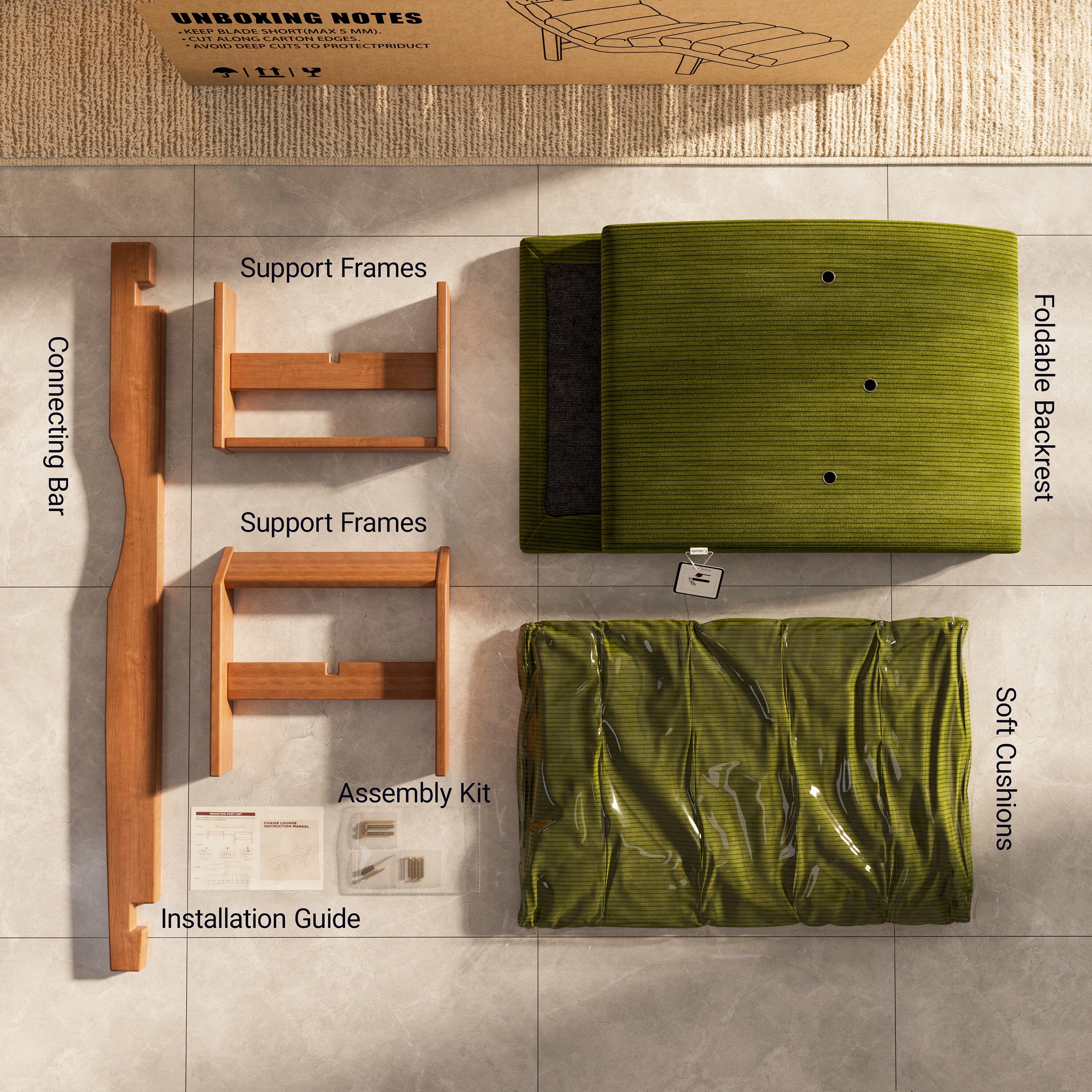 Cottonfy Modern Ergonomic Corduroy Chaise Lounge with Natural Wooden Frame Cottonfy UK 