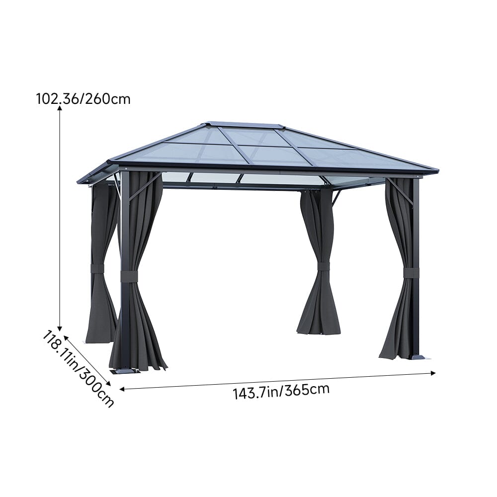 3*3.65*2.6m Dark Grey Single-roof Sunshade Canopy with Surrounding Fabric Living and Home 
