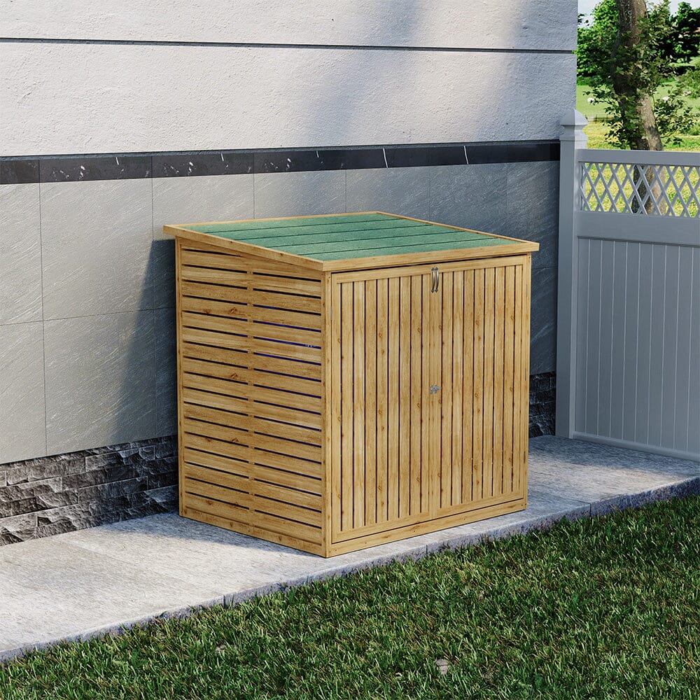 Wooden Bicycle Shed with Asphalt Roof and Steel Locking Door Living and Home 4.43 × 3.53 × 4.40 ft 