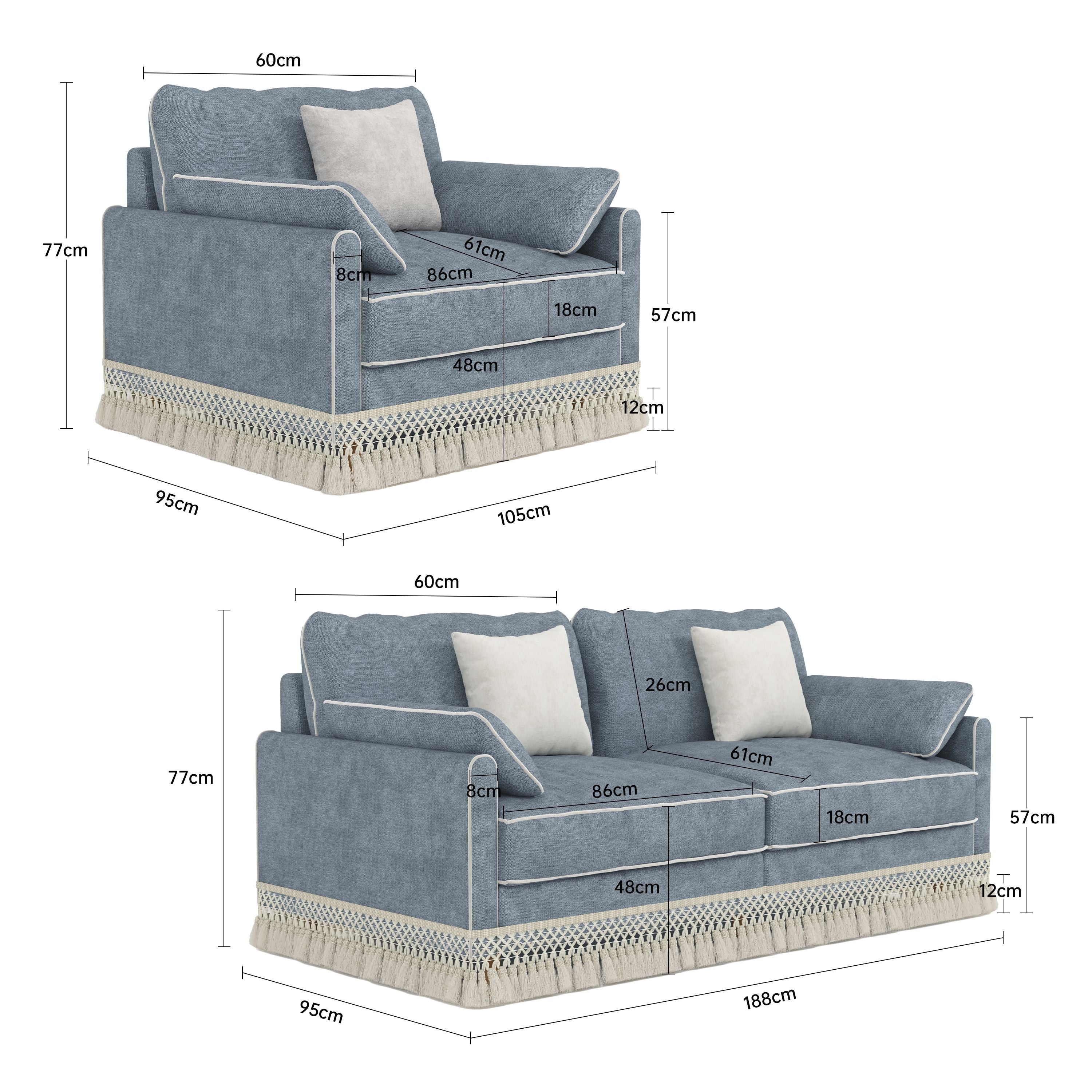 Cotton Linen Detachable Modular Sofa with Fringed Trim Cottonfy UK 