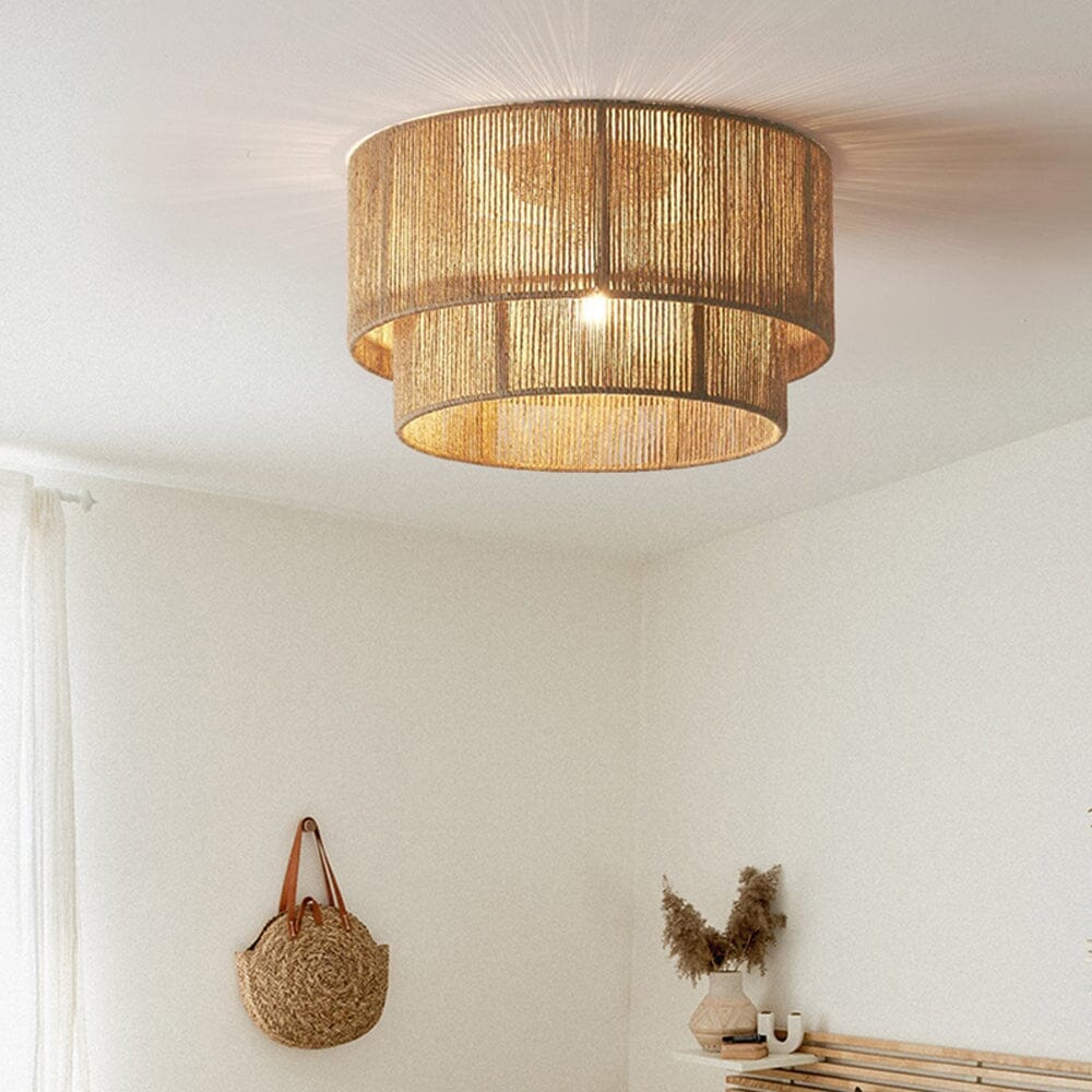 ‍Lightsin Double Tier Hemp Rope Led Pendant Light (100% off) Lightsin UK 