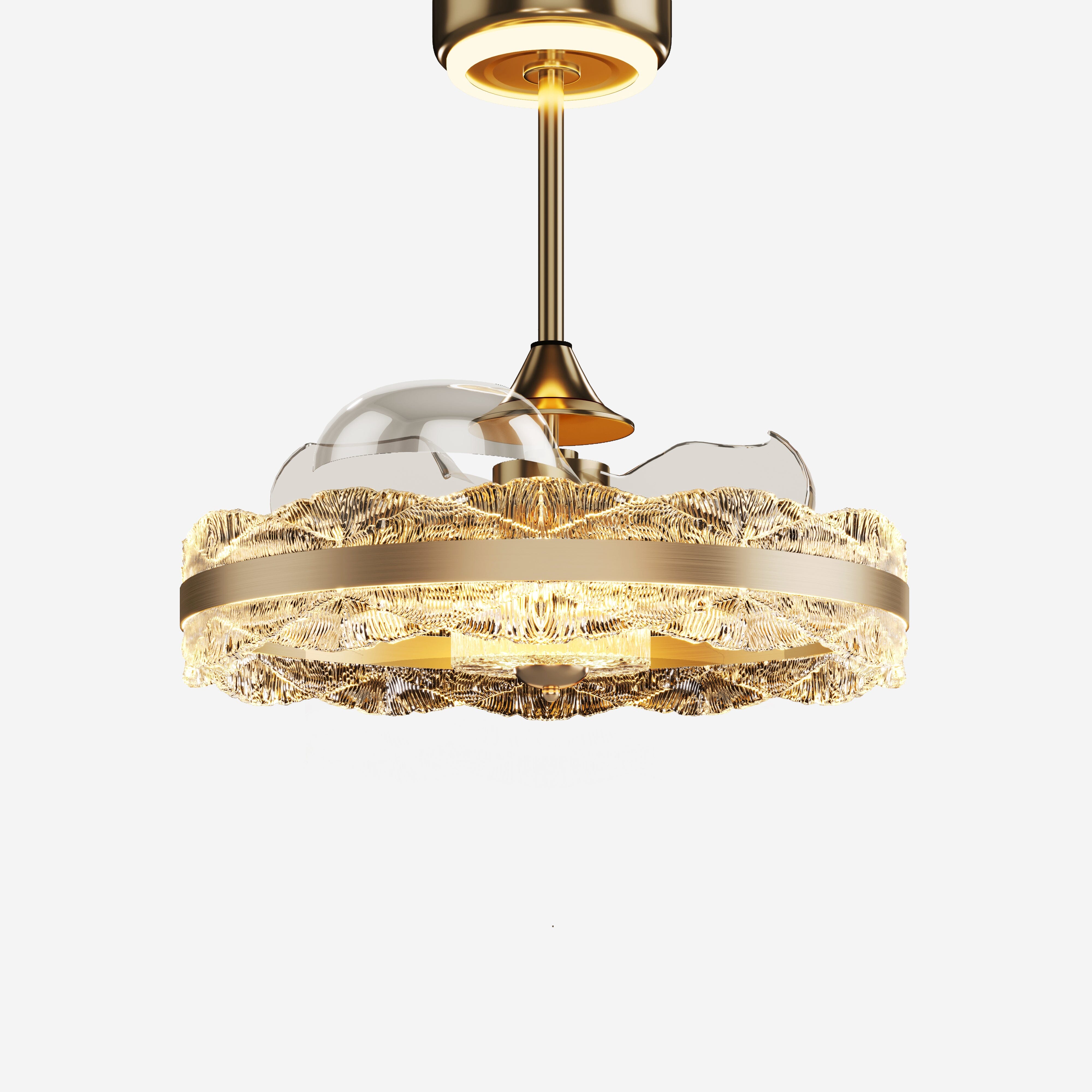 Luxury Gold Frame LED Ceiling Fan Light with Retractable Blades Lightsin UK 