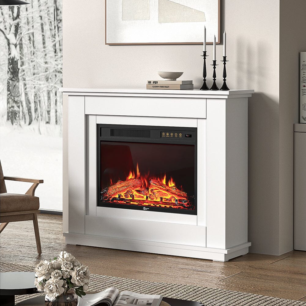 39 Inch Electric Fireplace Suite White Mantel Surround Electric Log Burner Heater Freestanding Fireplaces Living and Home 
