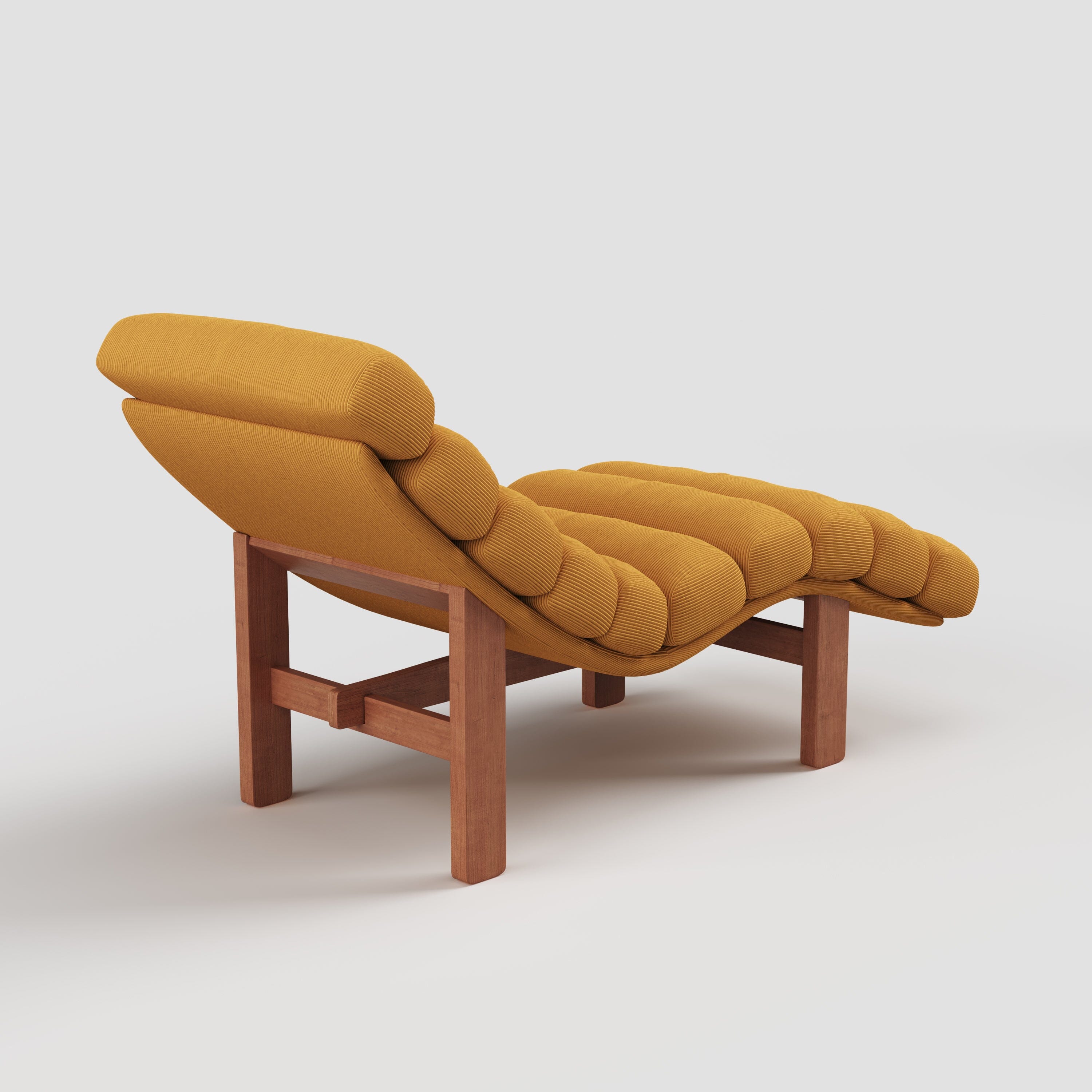 Cottonfy Modern Ergonomic Corduroy Chaise Lounge with Natural Wooden Frame Living and Home 