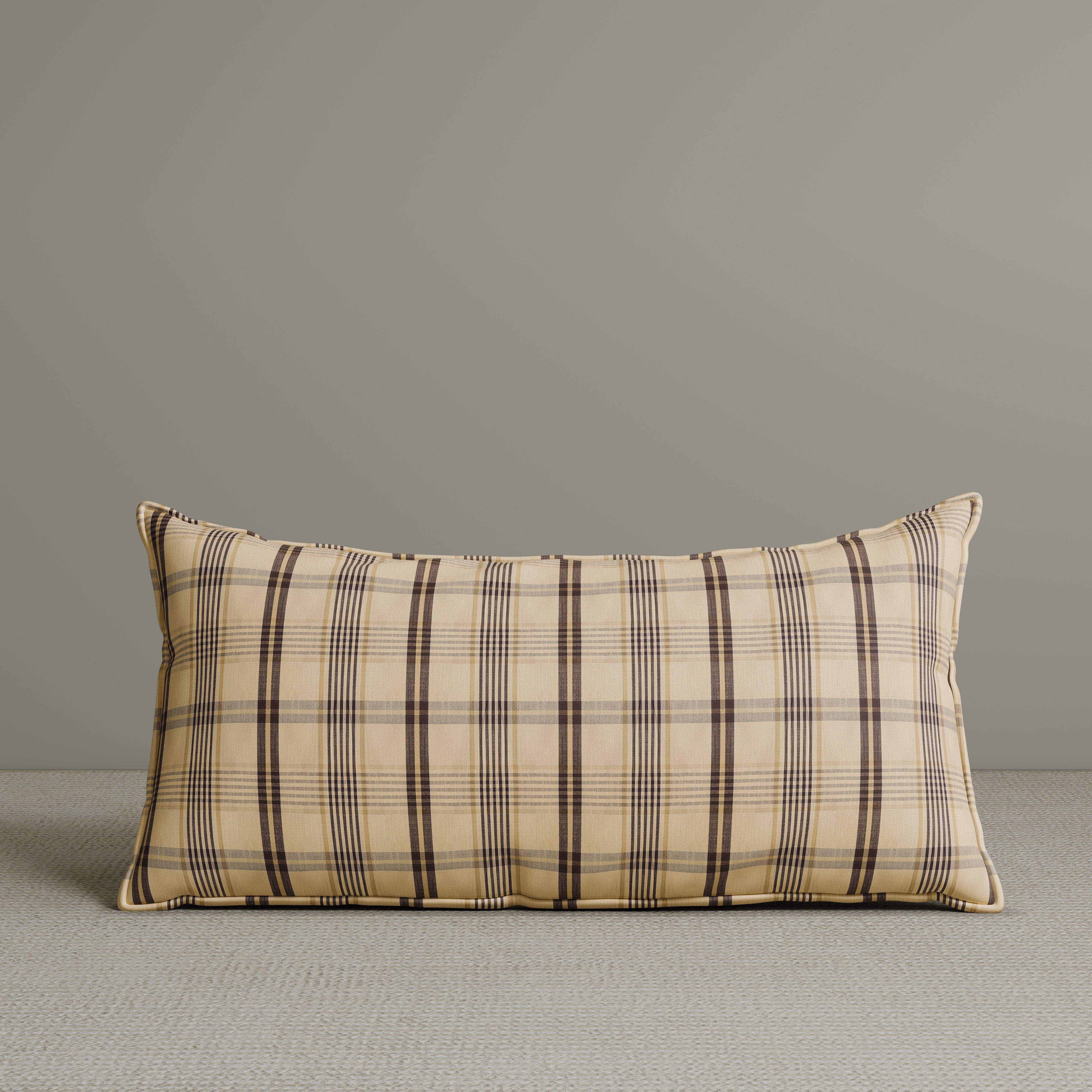 Exclusive Waist Cushion in Cocoa Checkered Cotton Linen, 56*27*12 CM Cottonfy UK 1 PC In Stock 