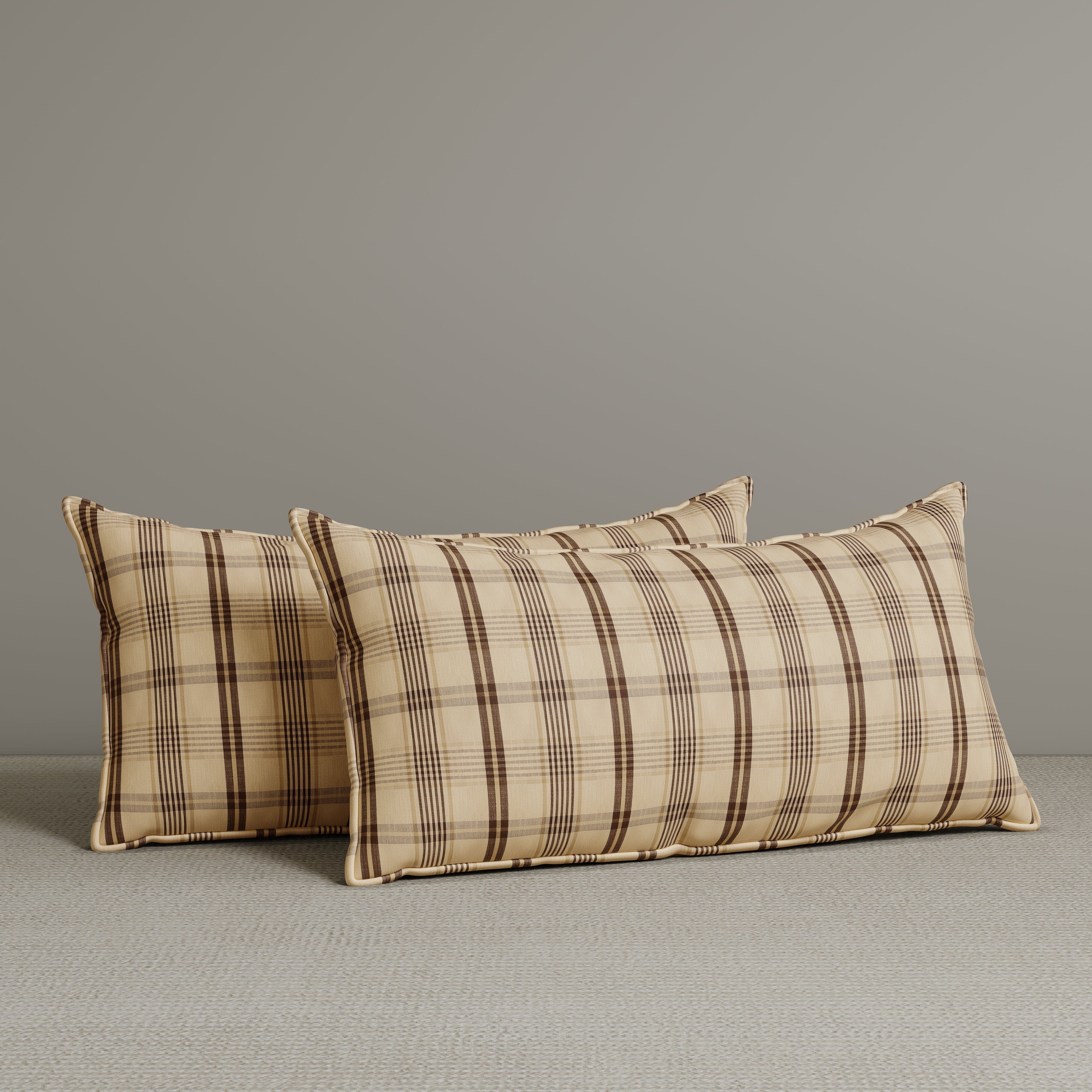 ‍Exclusive Waist Cushion in Cocoa Checkered Cotton Linen, 56*27*12 CM (100% off) Cottonfy UK 
