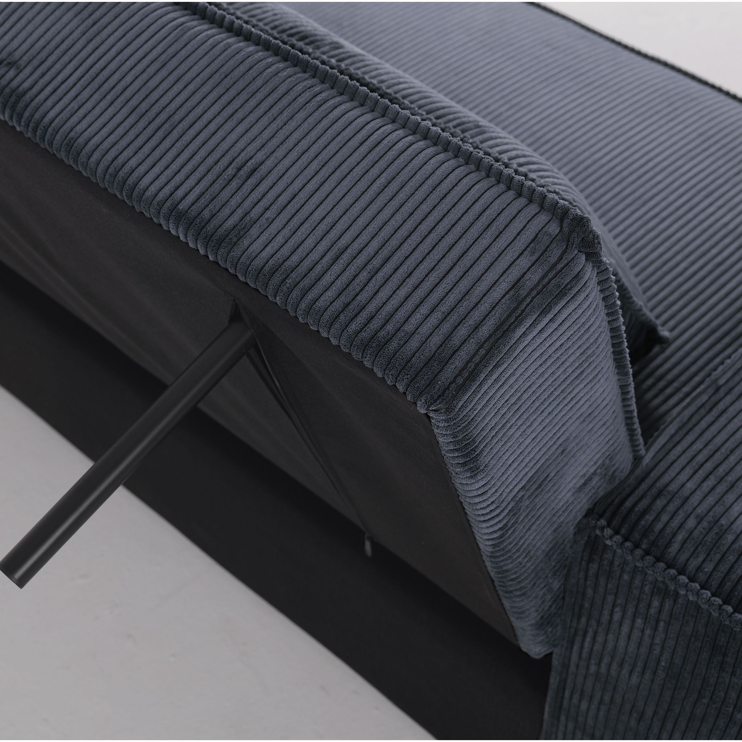 Deep Blue Corduroy Sofa Bed with Adjustable Backrest and Spring Support Living and Home 