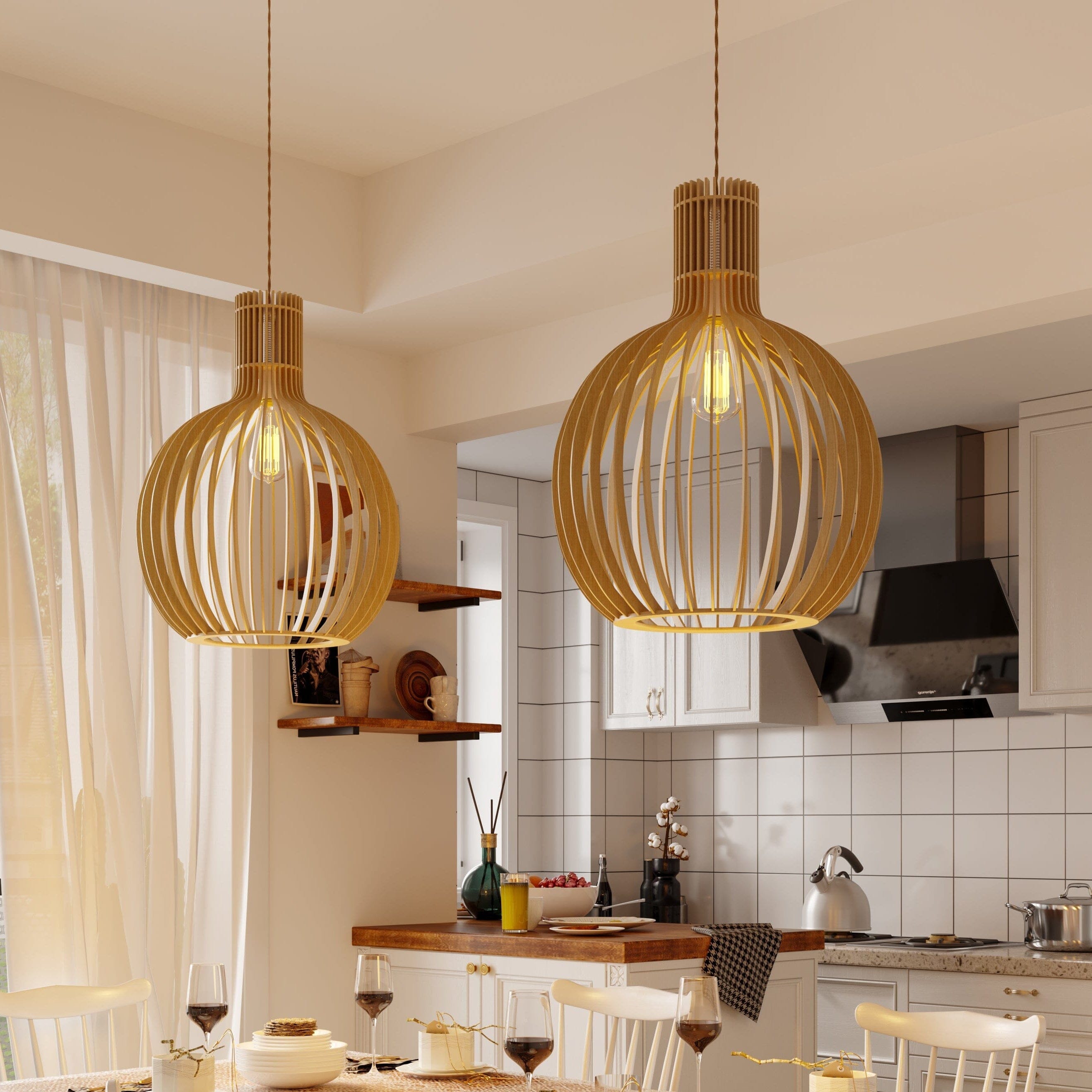 ‍Lightsin Shadome-Scandinavian LED Wooden Birdcage Pendant Light (100% off) Lightsin UK 