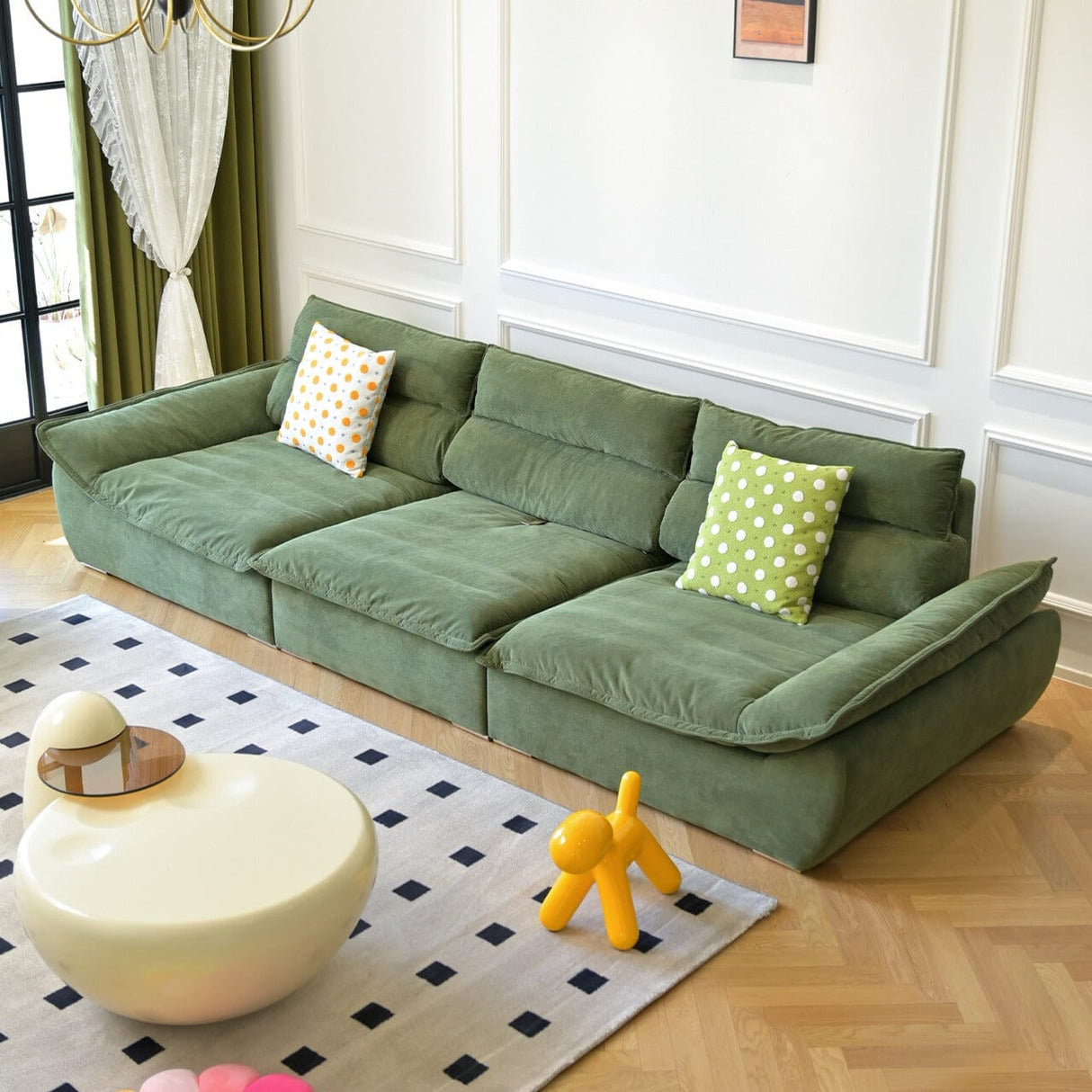 Cottonfy Adjustable Backrest Sailboat Corduroy Sofa Green Cottonfy UK 