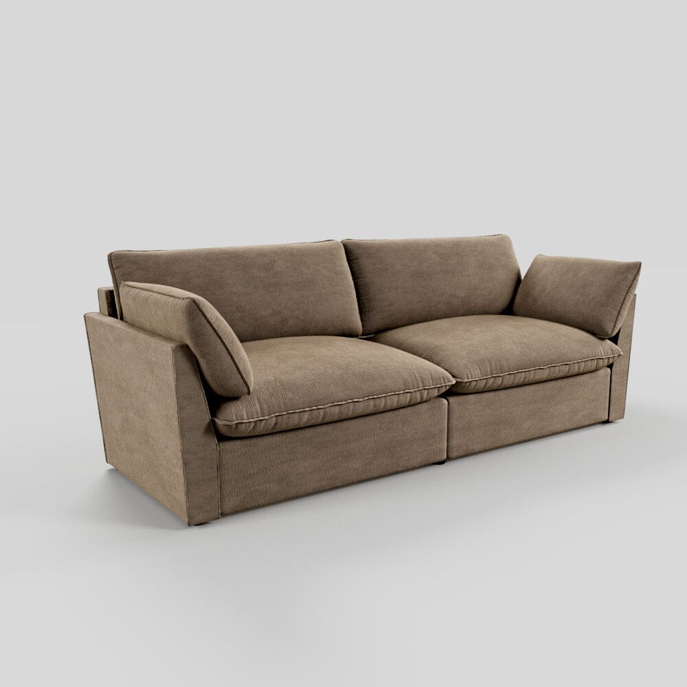 Cottonfy British Retro Check & Striped Sofa with Removable Covers Living and Home 220 CM Pure Brown Harmony Velvet 