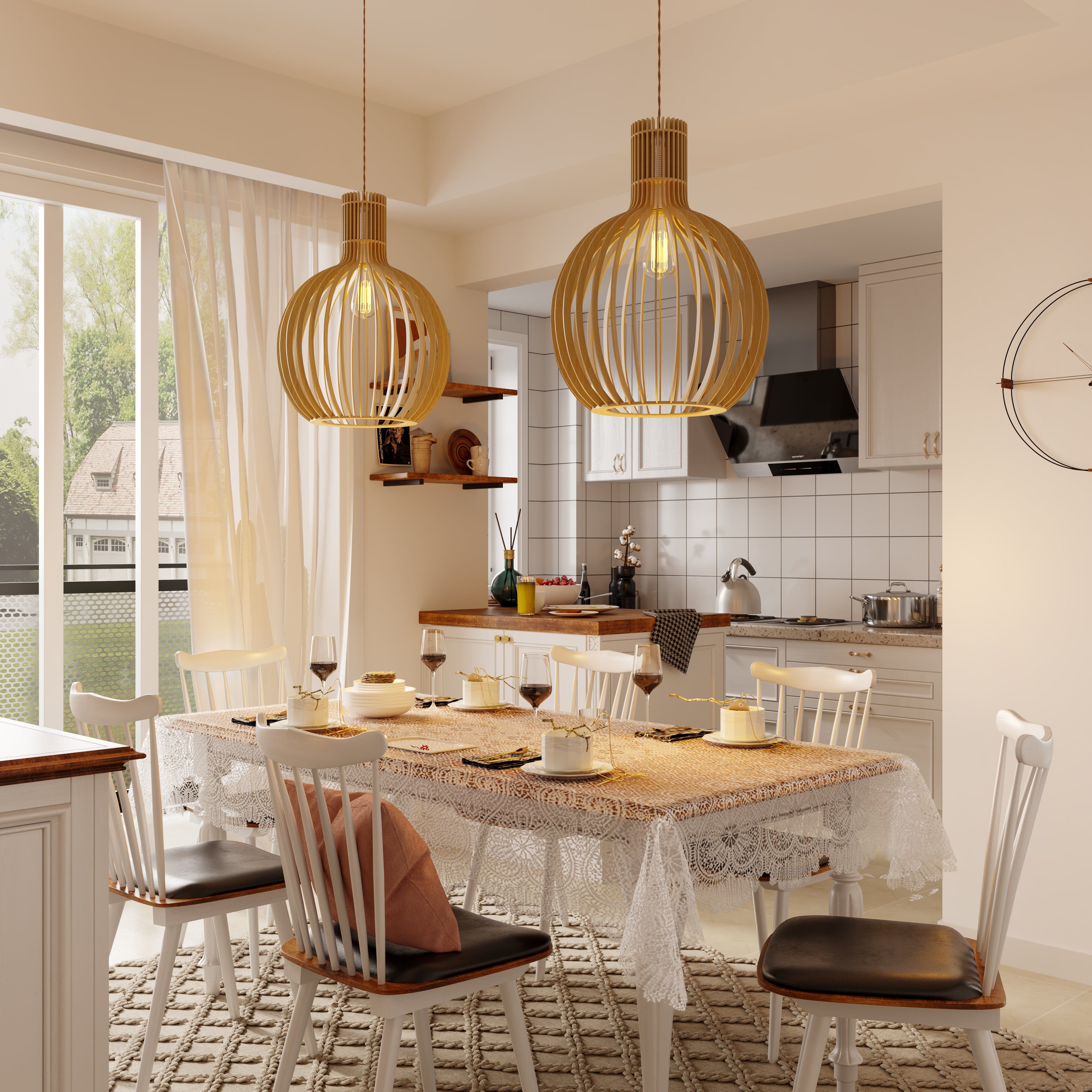 Shadome-Lightsin Scandinavian LED Wooden Birdcage Pendant Light Lightsin UK Natural Wood M-1 item 