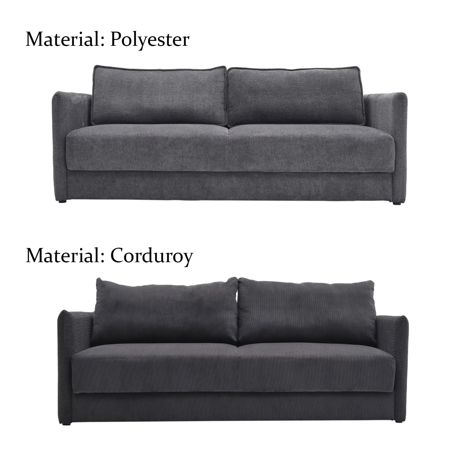 Grey 3-Seater Sleeper Sofa Bed polyester/corduroy Living and Home 