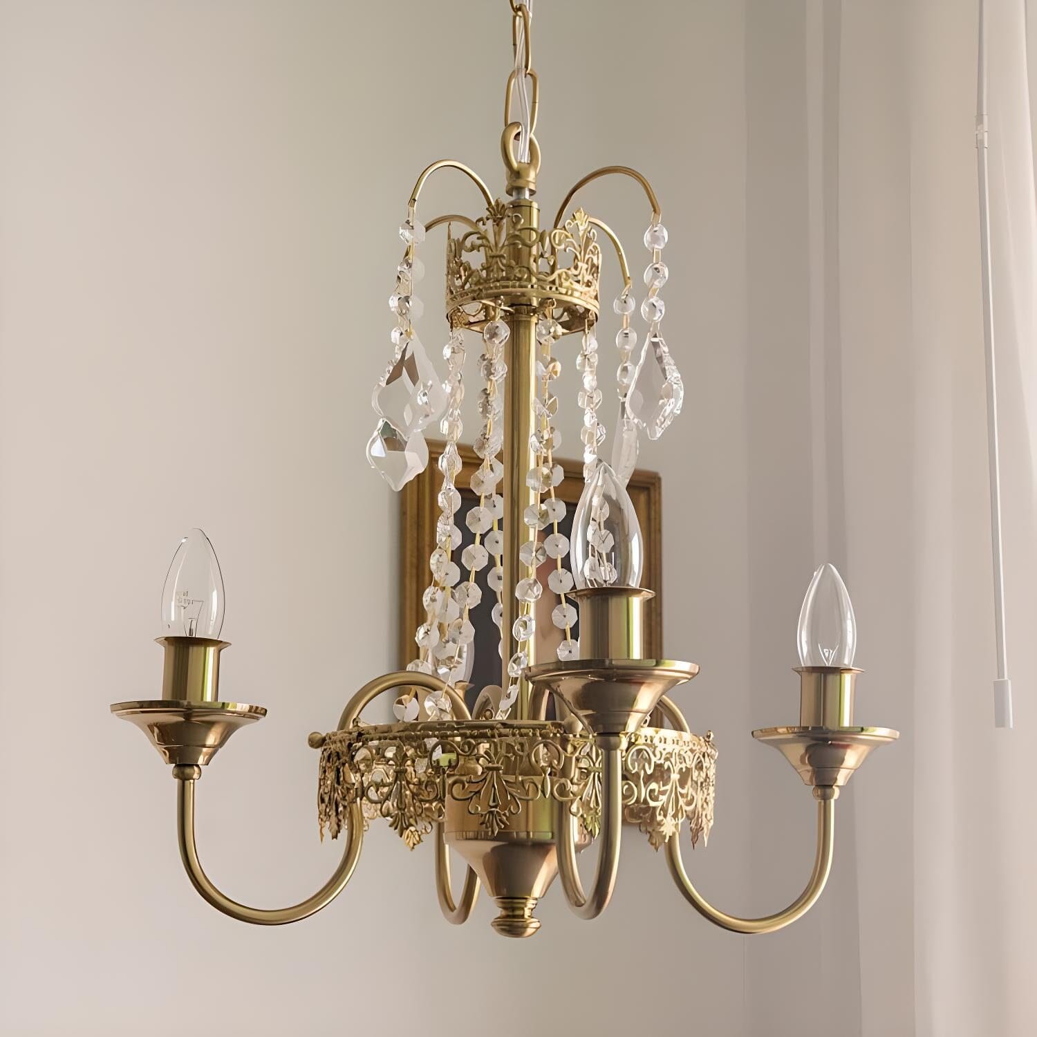 Lightsin 4-Lights Candle Shape Pendant Light Fixtures with Transparent Crystal Lightsin UK 