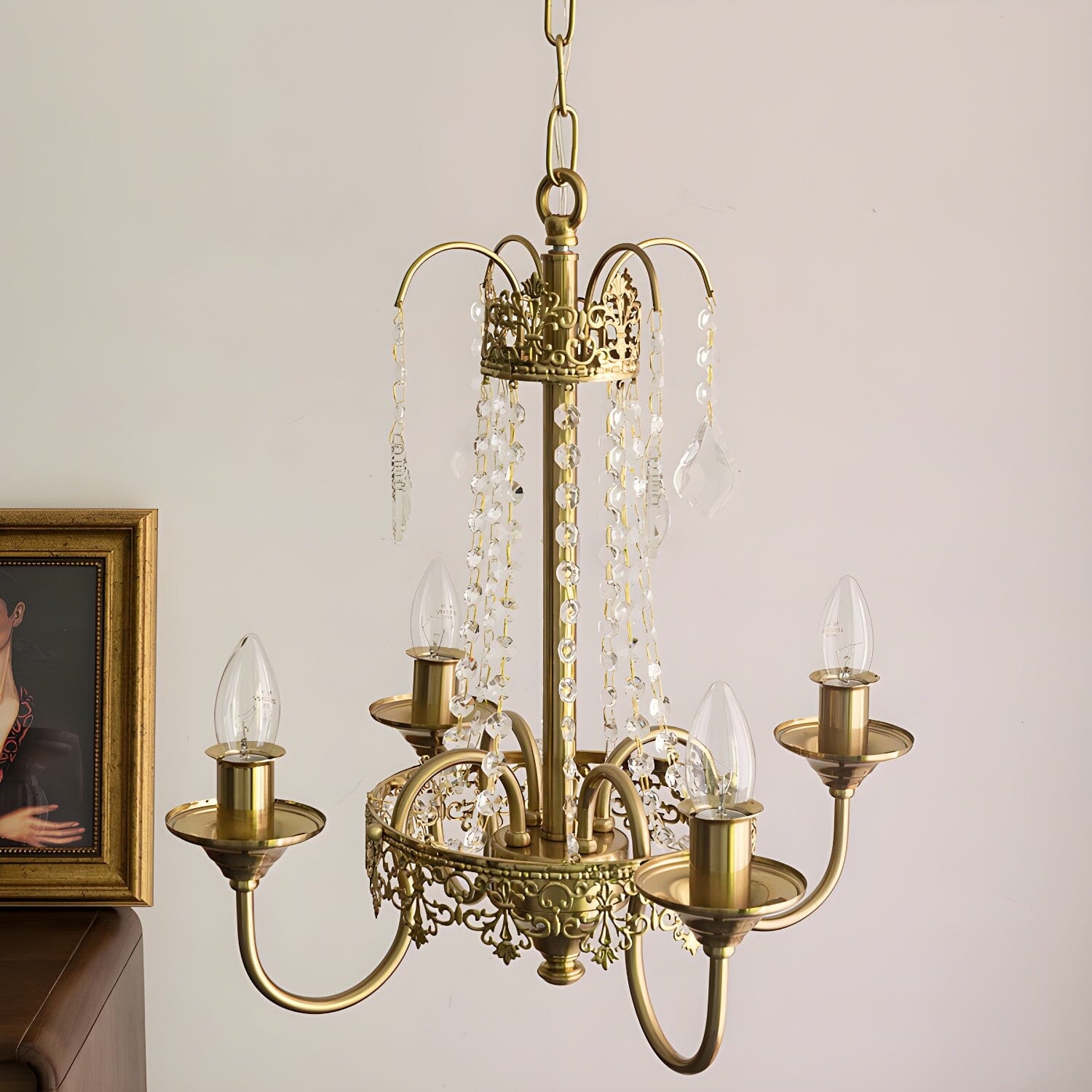 Lightsin 4-Lights Candle Shape Pendant Light Fixtures with Transparent Crystal Lightsin UK 