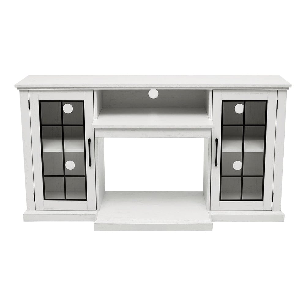 Smallbee Panoramic Glass Fireplace TV Stand with Storage Cabinets, Customizable Flames & Remote Control Smallbee UK 