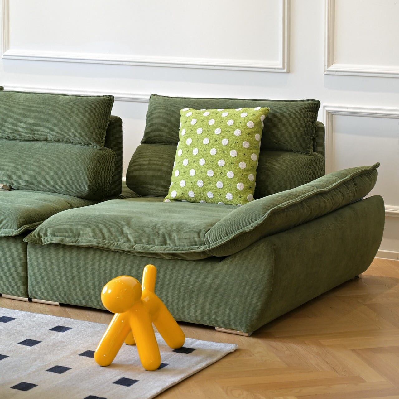 Cottonfy Adjustable Backrest Sailboat Corduroy Sofa Green Cottonfy UK 