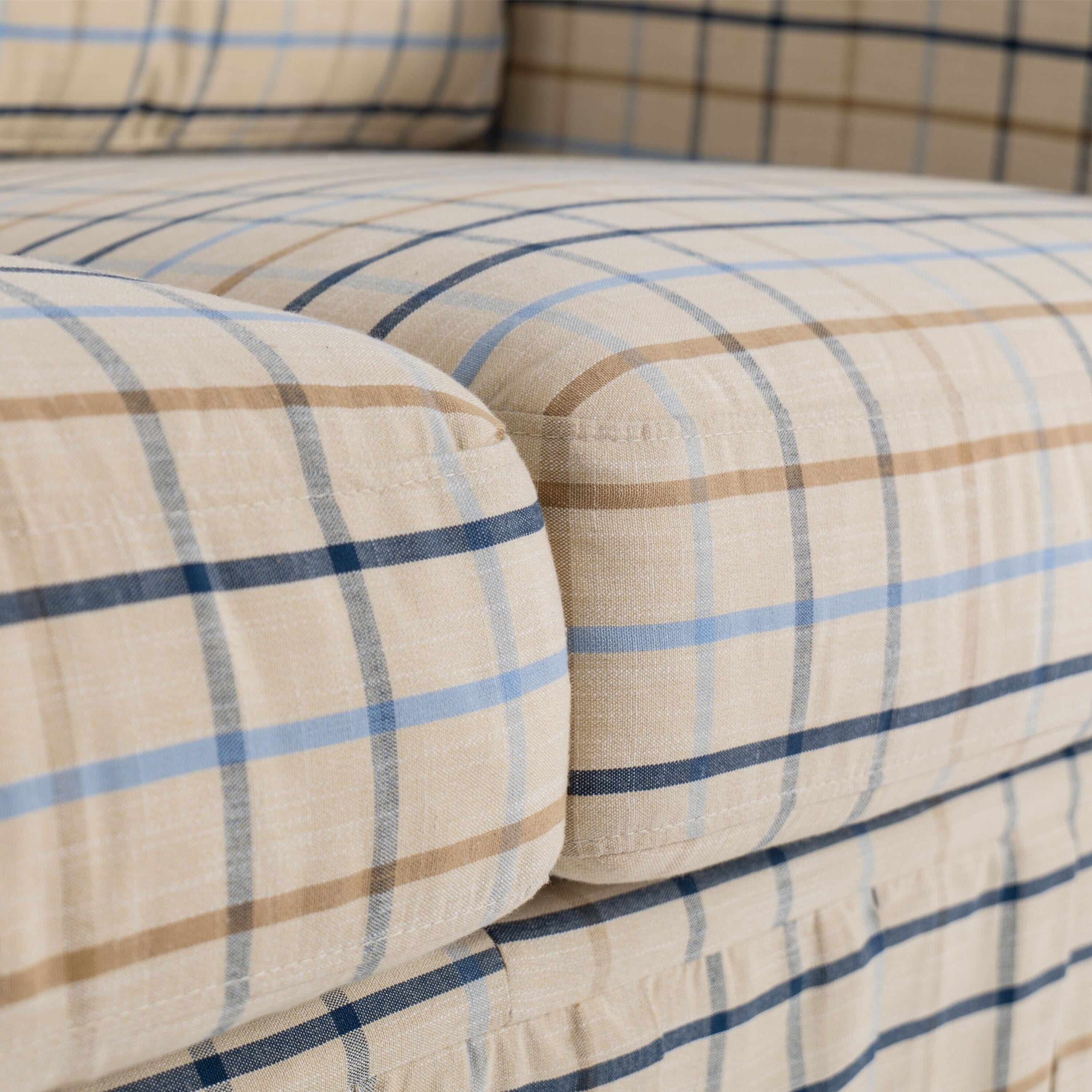 Cottonfy Elegant 3 Seater Striped Sofa with Removable Covers and Skirted Base Living and Home 