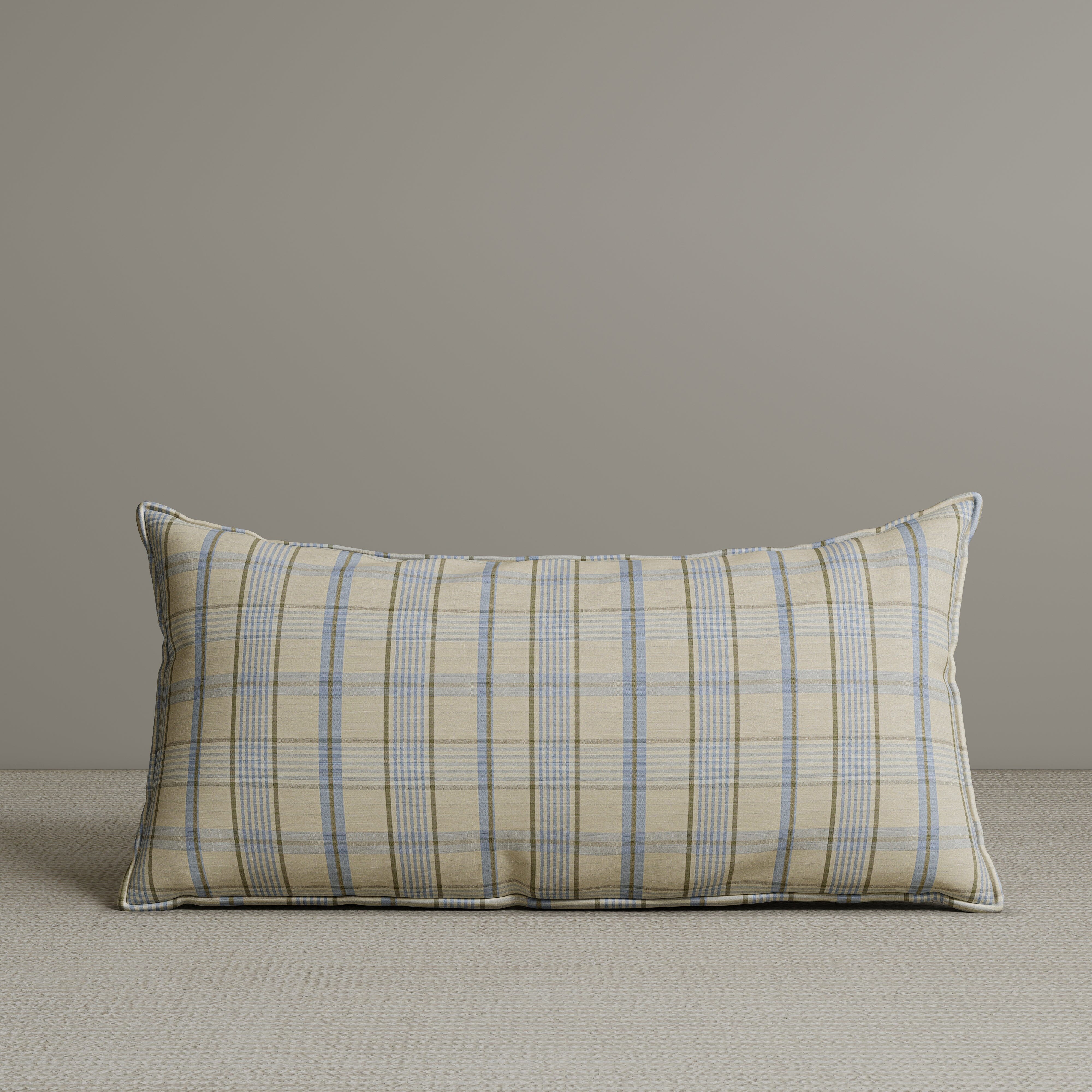 Exclusive Waist Cushion in Sky Blue Checkered Cotton Linen, 56*27*12 CM Cottonfy UK 1 PC In Stock 