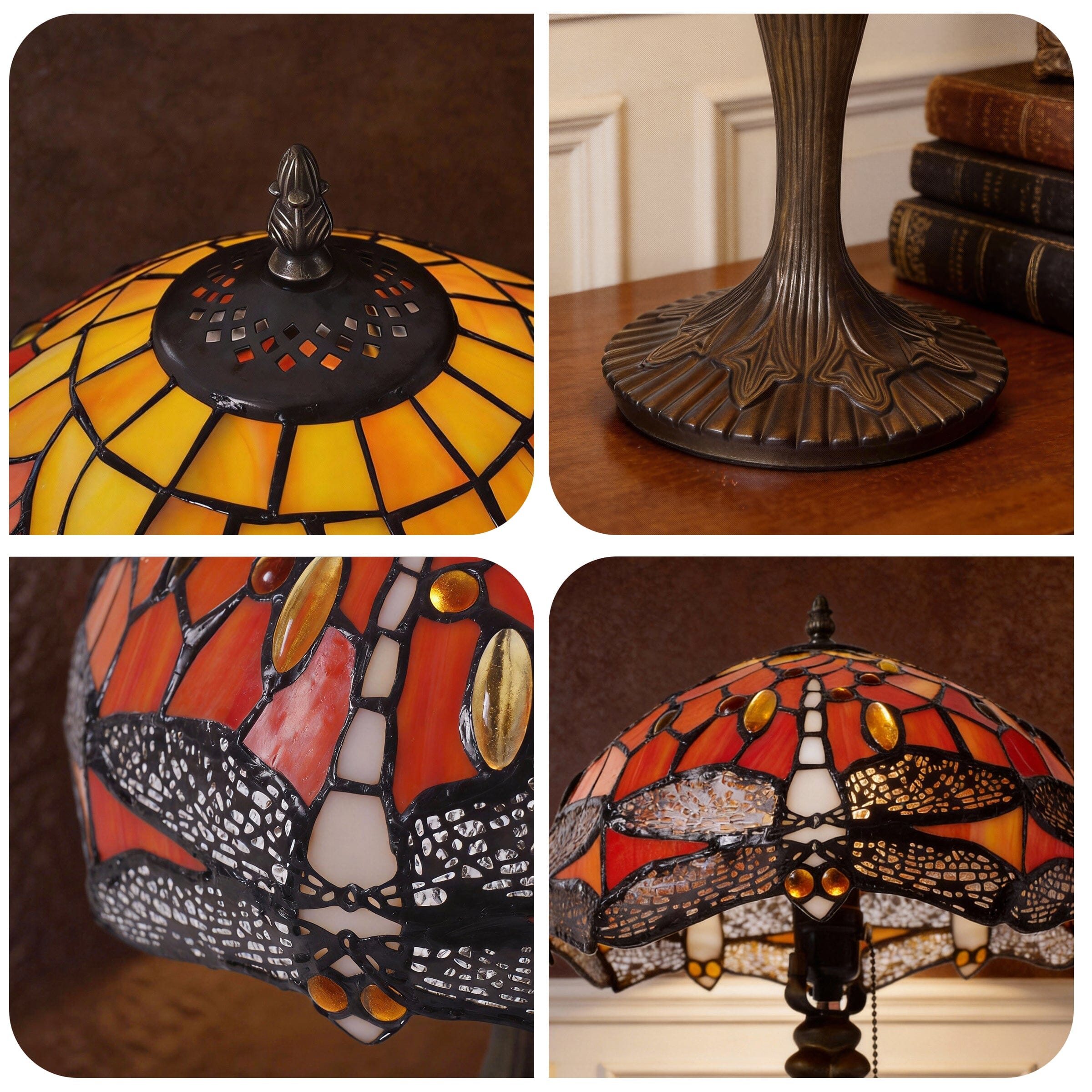 Lightin Tiffany Table Lamp | Handcrafted Stained Glass Dragonfly Series Lightsin UK 