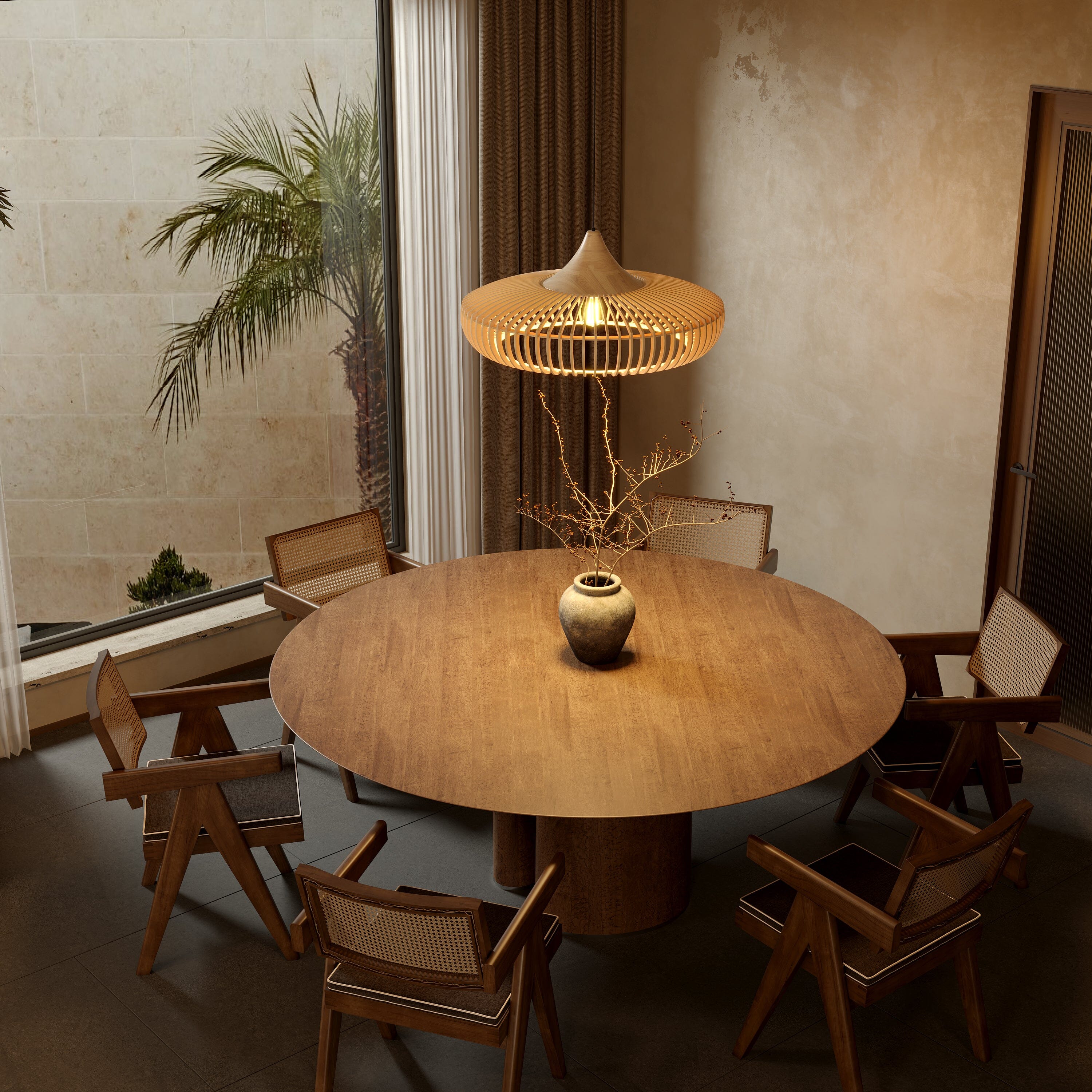 Shadome-Lightsin Handcrafted Wooden Kitchen Pendant Light Fixtures Lightsin UK D55cm 1 Unit 