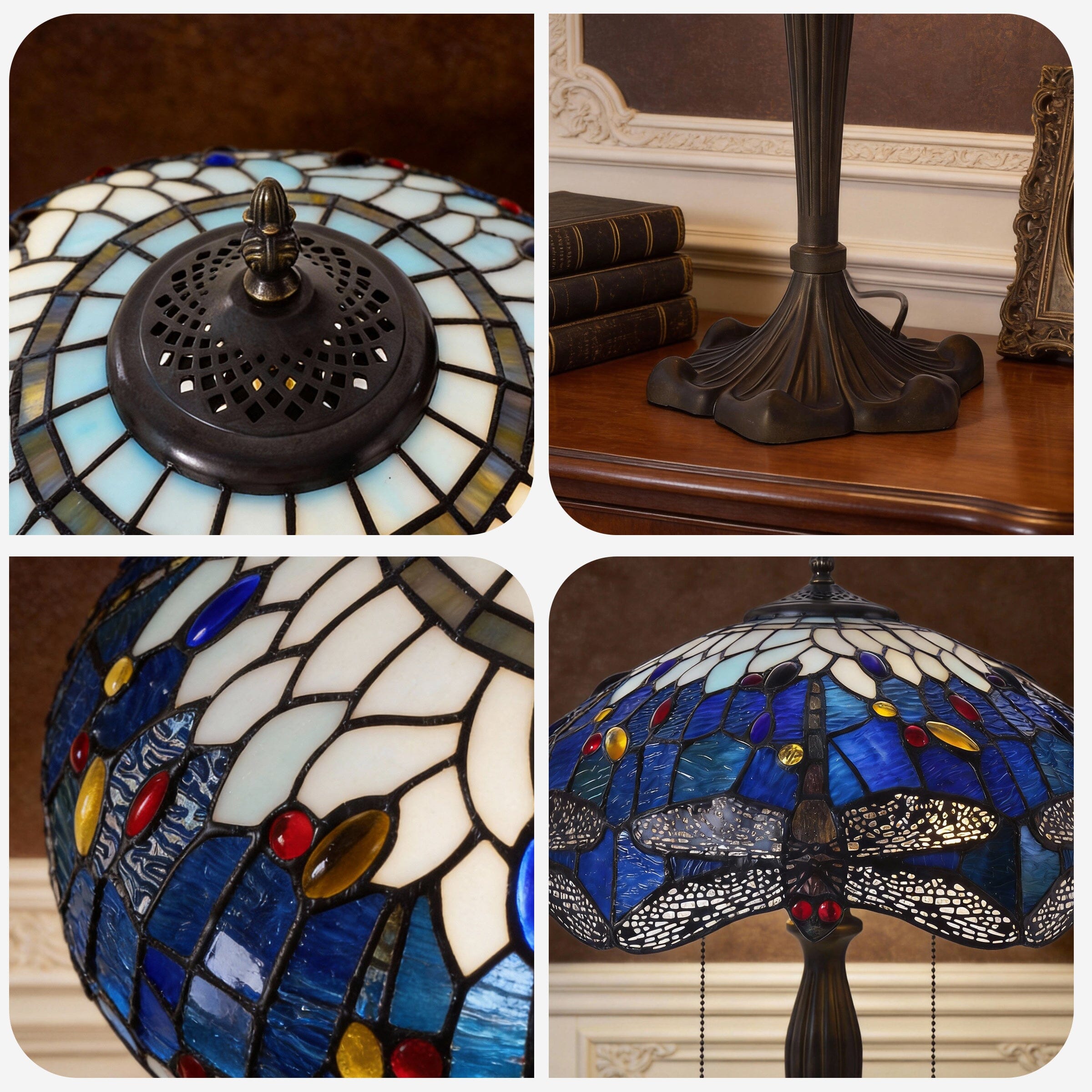 Lightin Tiffany Table Lamp | Handcrafted Stained Glass Dragonfly Series Lightsin UK 