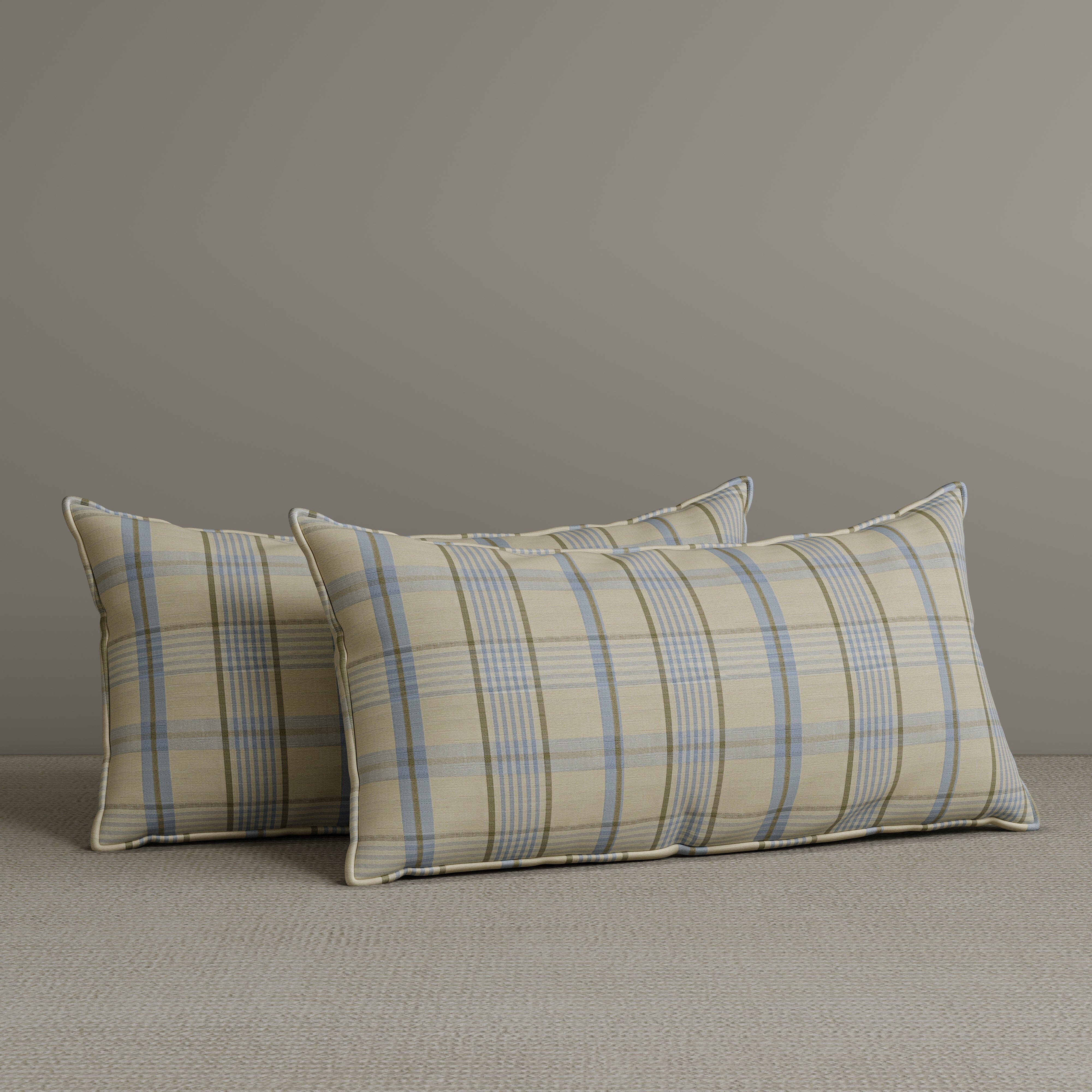 ‍Exclusive Waist Cushion in Sky Blue Checkered Cotton Linen, 56*27*12 CM (100% off) Cottonfy UK 